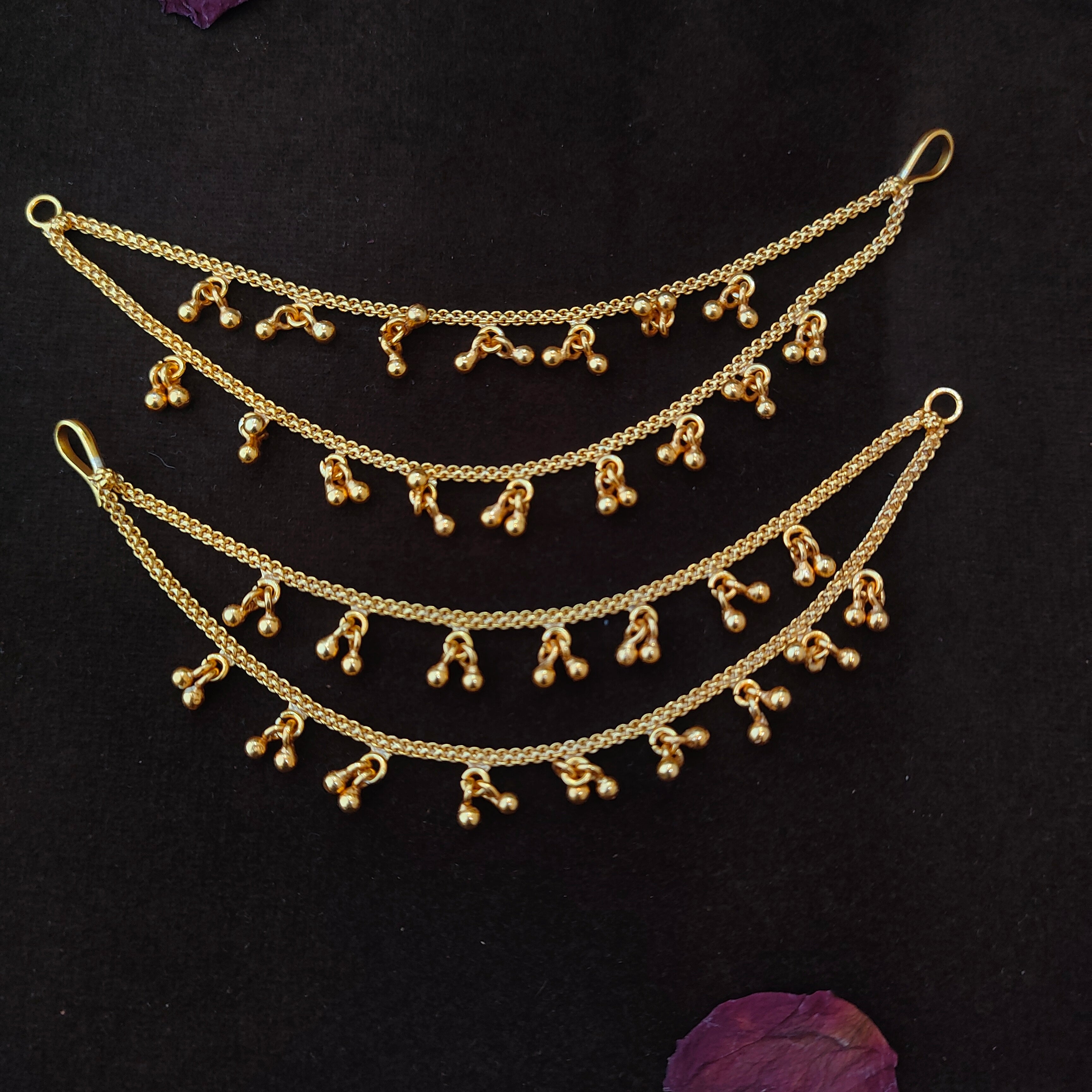 925 Silver Gold Plated Beads Earchain -1342