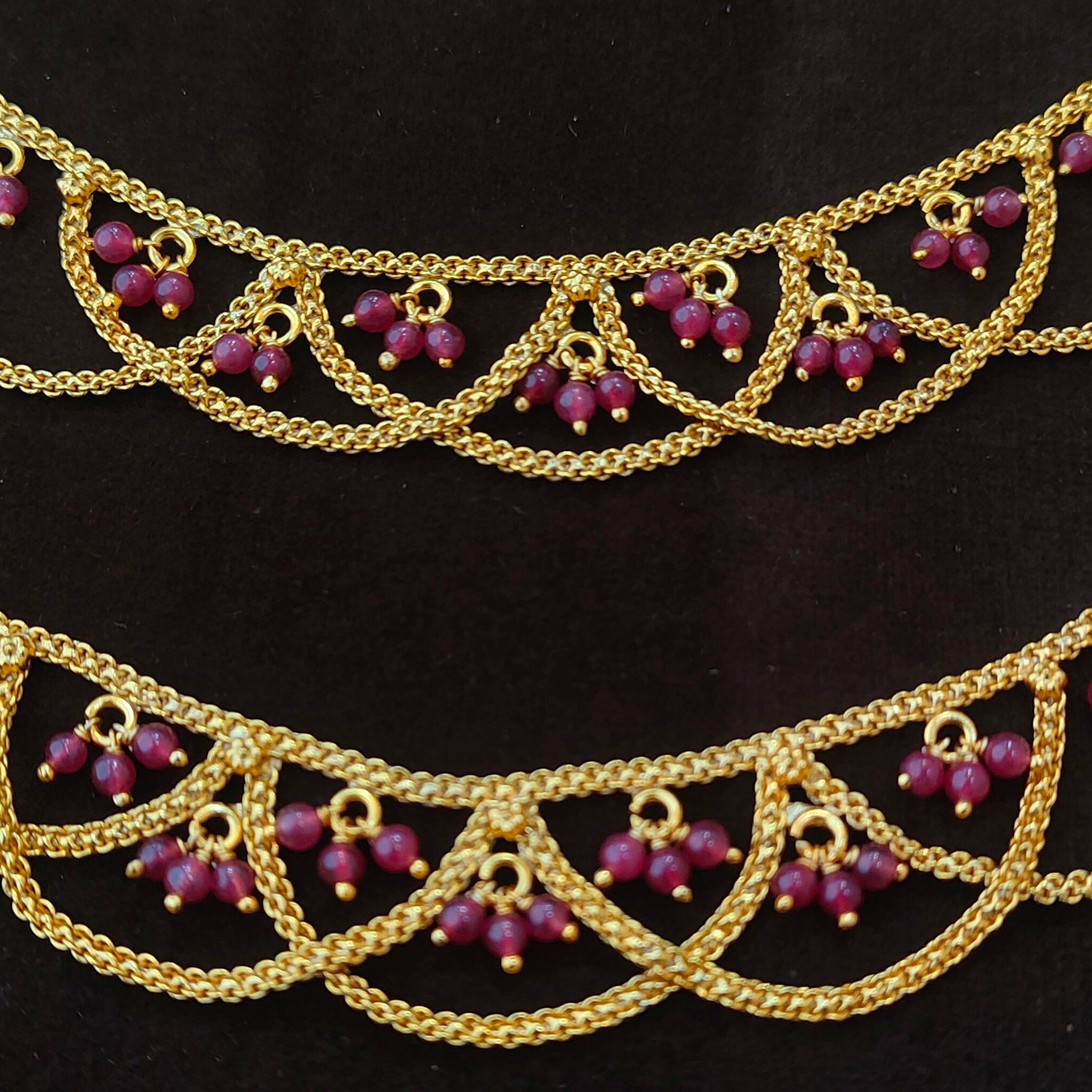 925 Silver Gold Plated Beads Earchain -1343