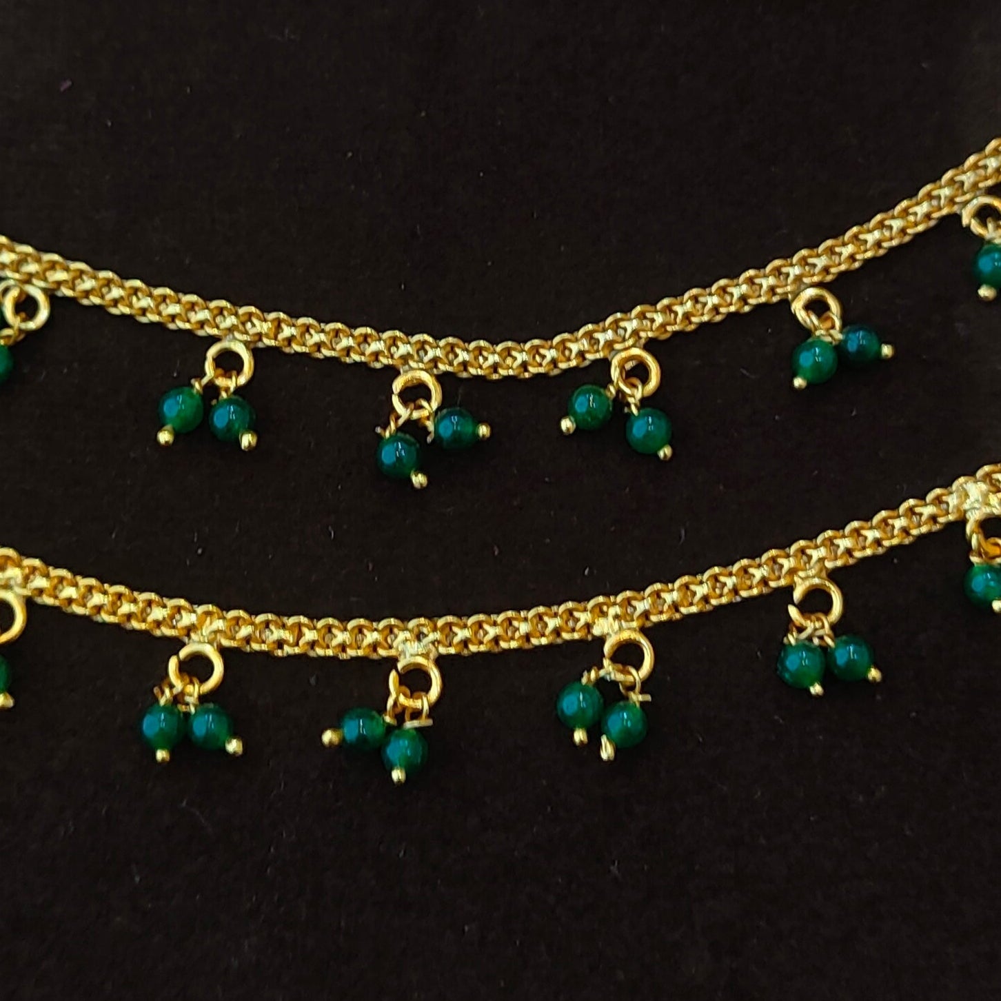 925 Silver Gold Plated Beads Earchain -1344