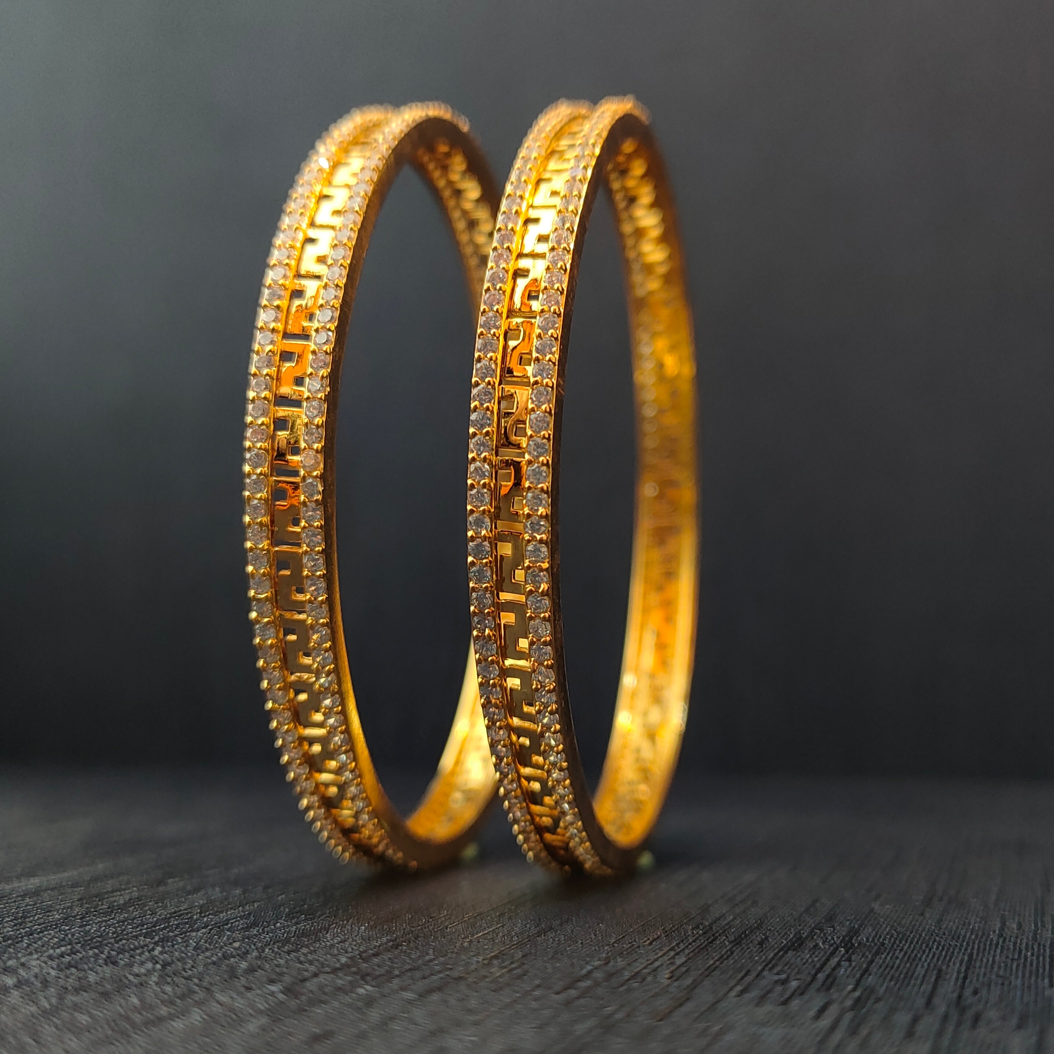 925 Silver CZ Stone Turkish Bangle-1369 - Size  2.6