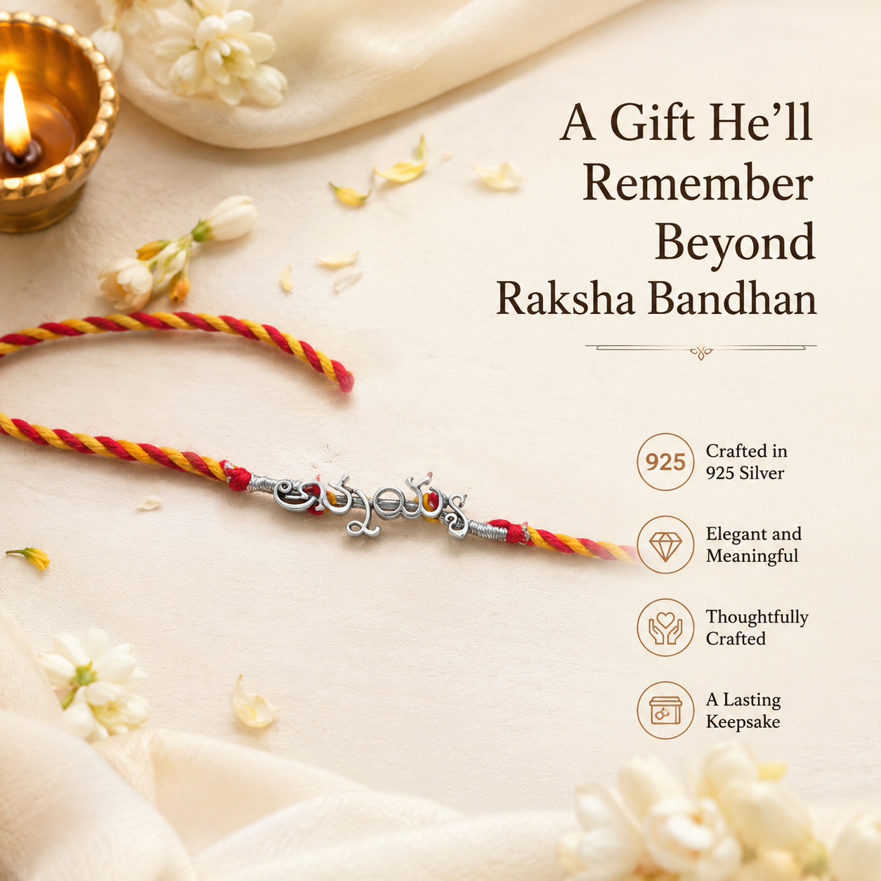 925 Silver Telugu Annaiya Rakhi — 6360