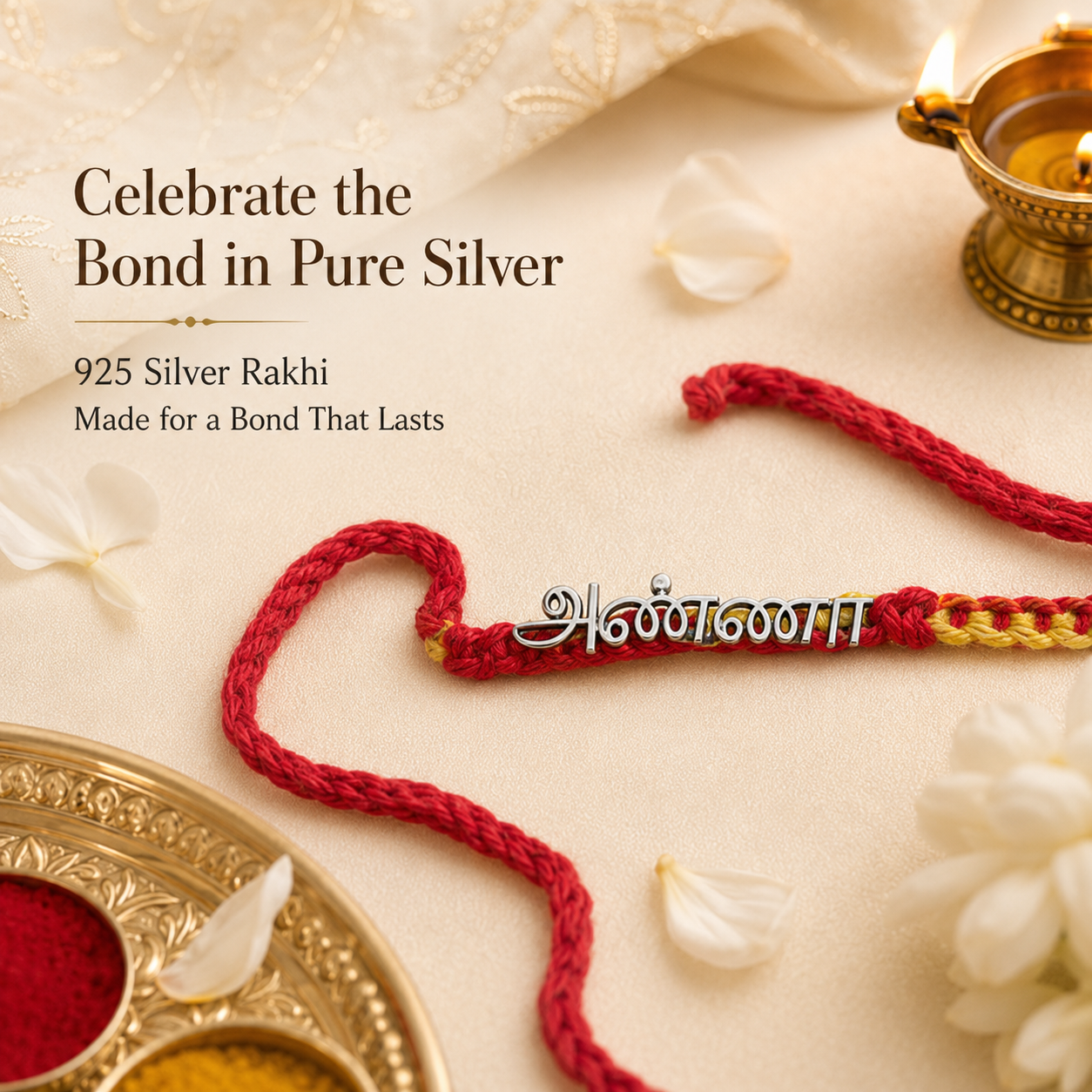 925 Silver Tamil Anna Rakhi — 4115