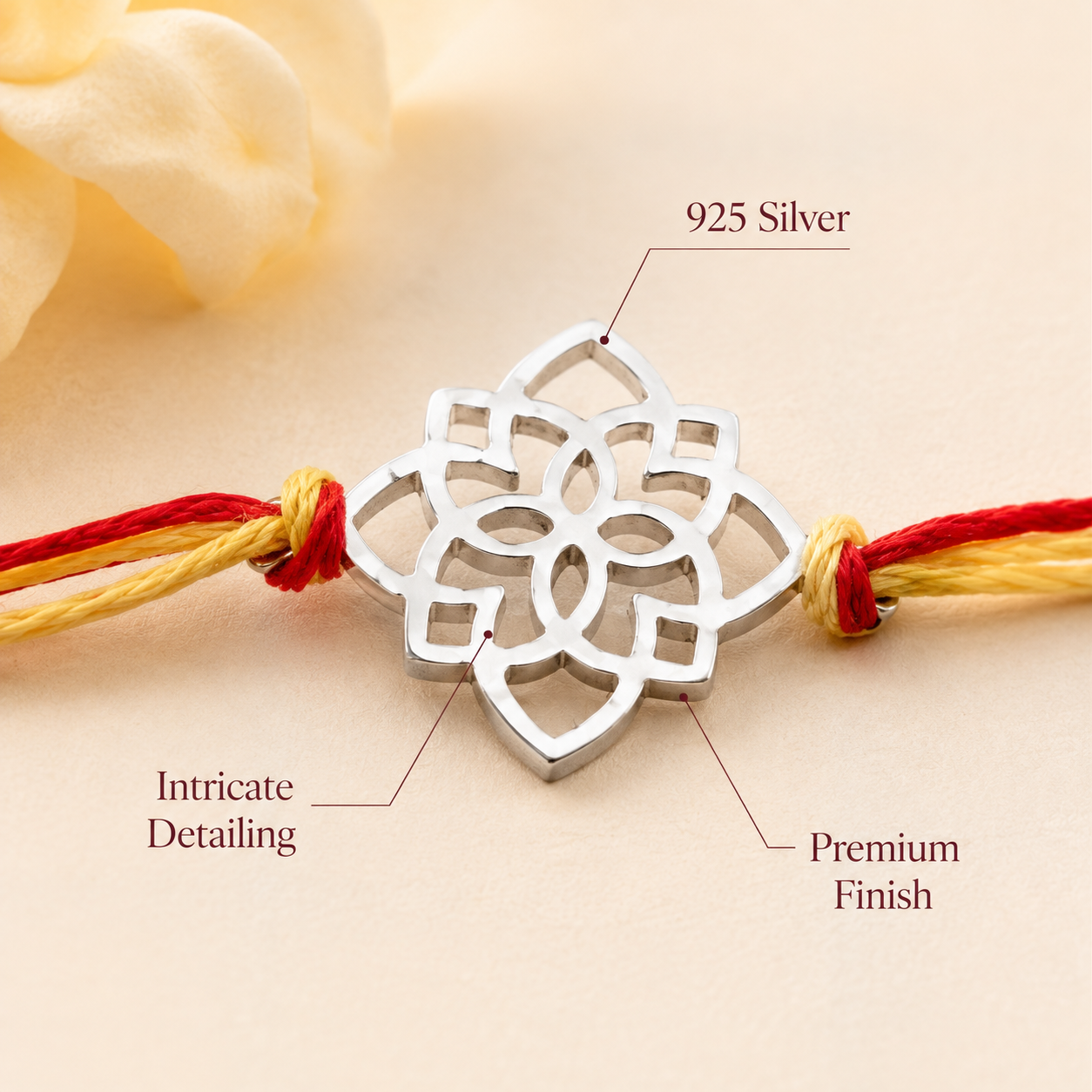 925 Silver Rangoli Rakhi — 6284