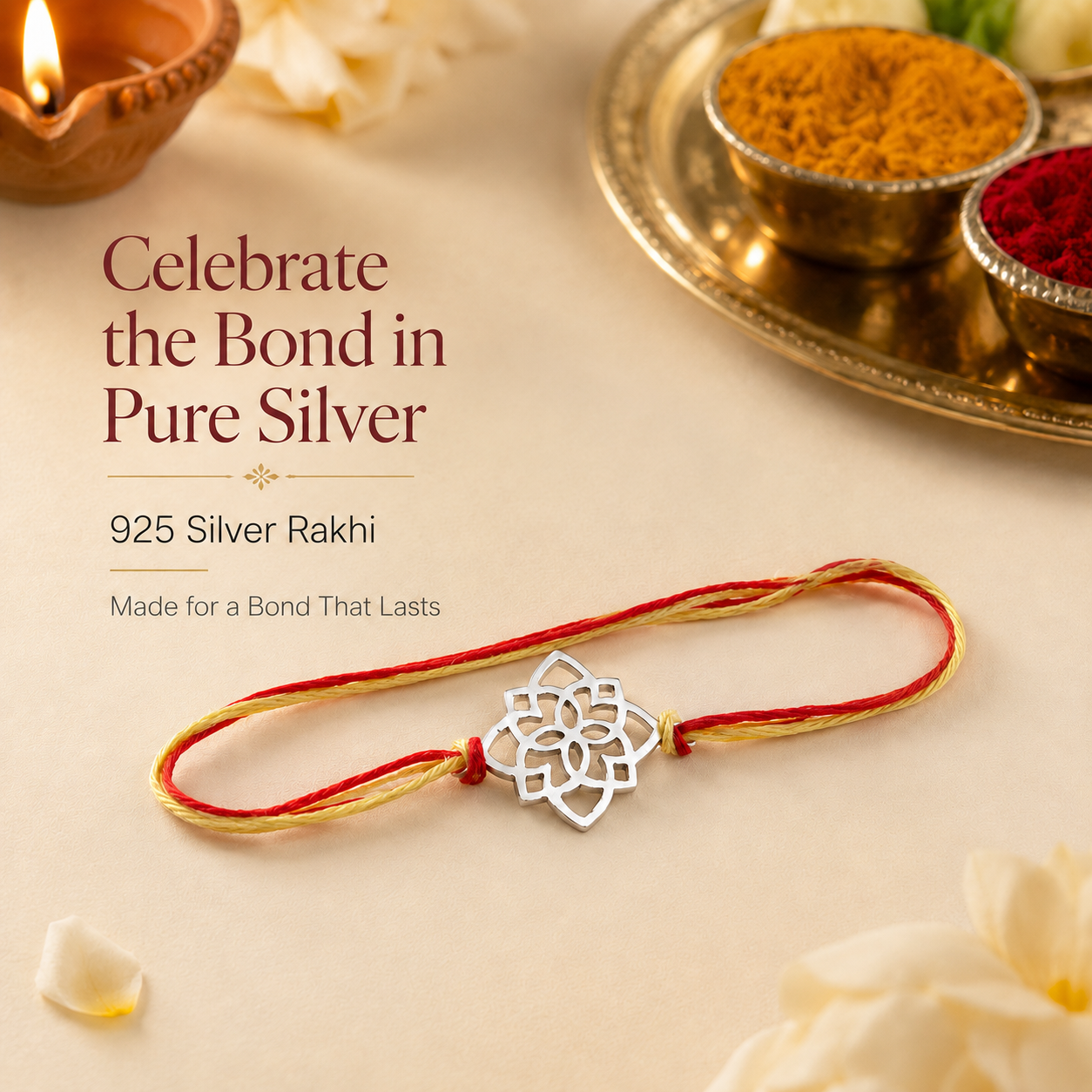 925 Silver Rangoli Rakhi — 6284