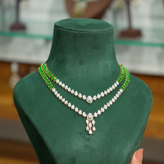 925 Silver Theia Diamond Look Necklace Set-1315