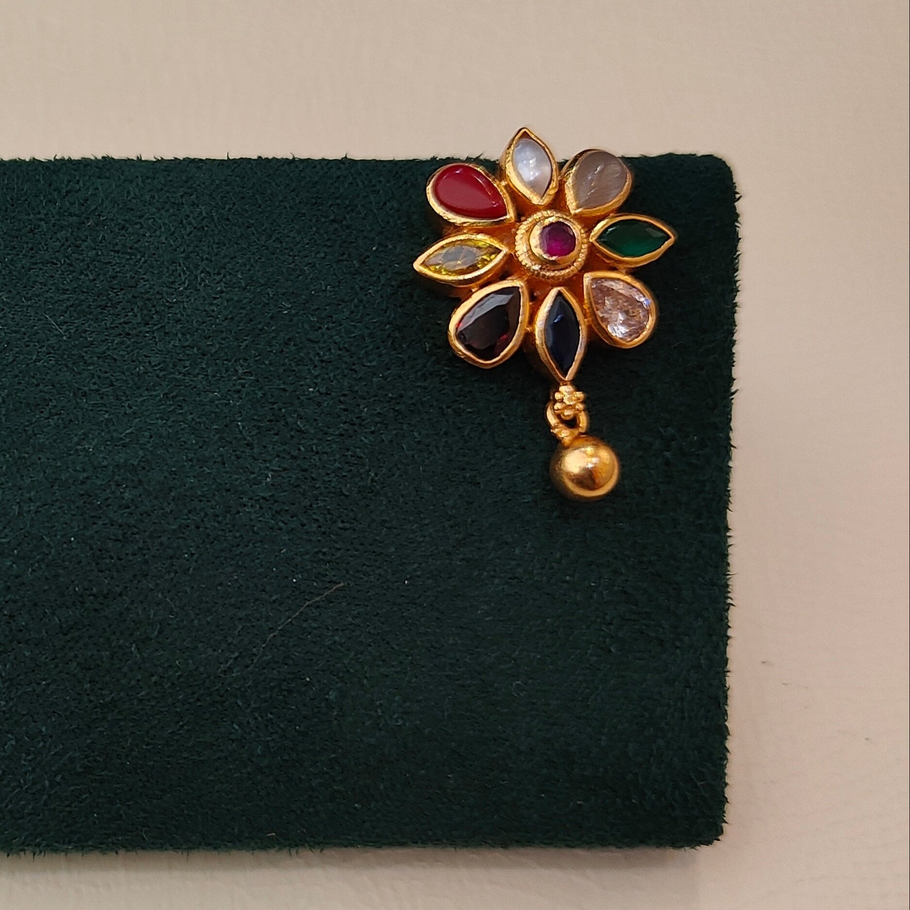 925 Silver Floral Navaratna Earring -1483