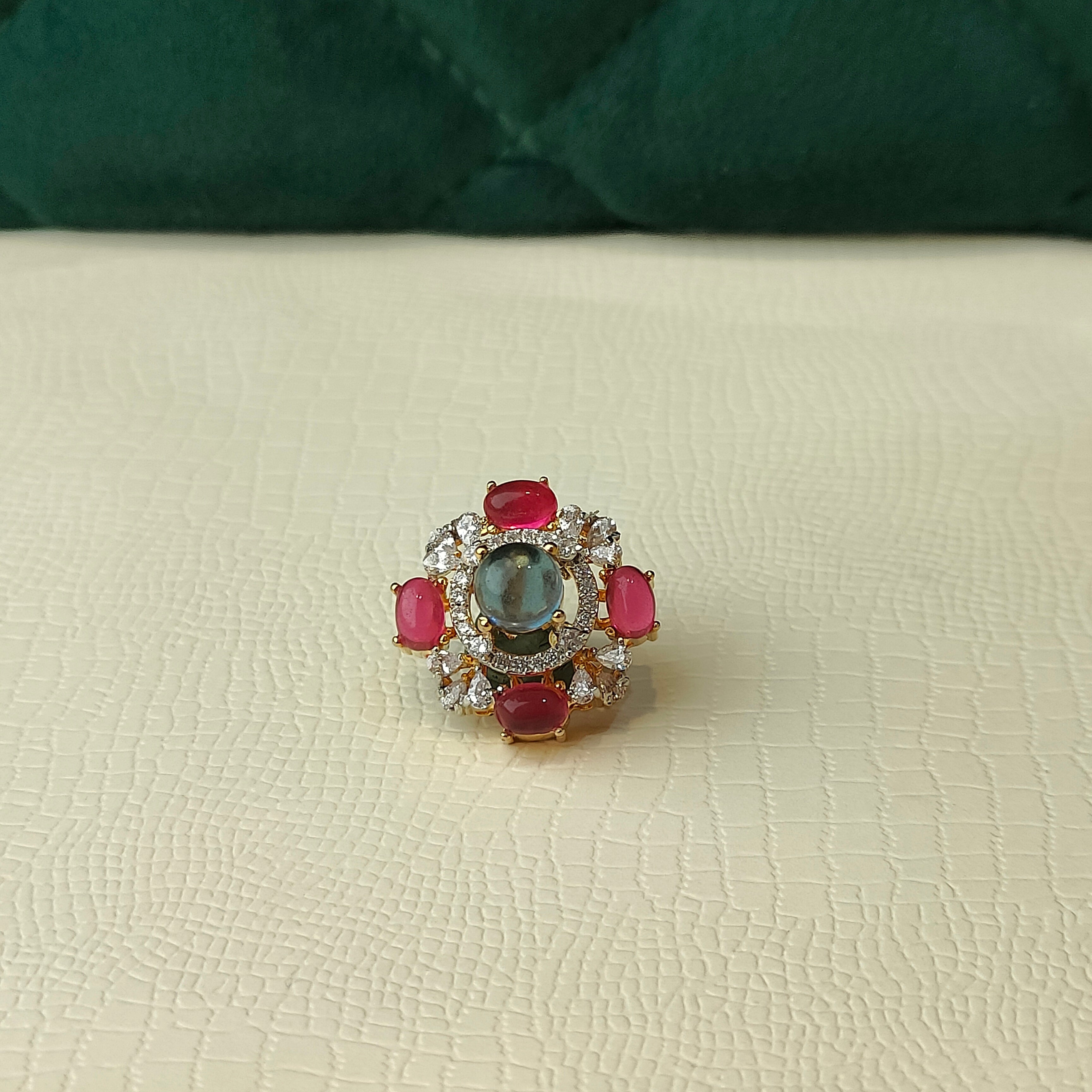 925 Silver Ruby Floral Pendant- 1484