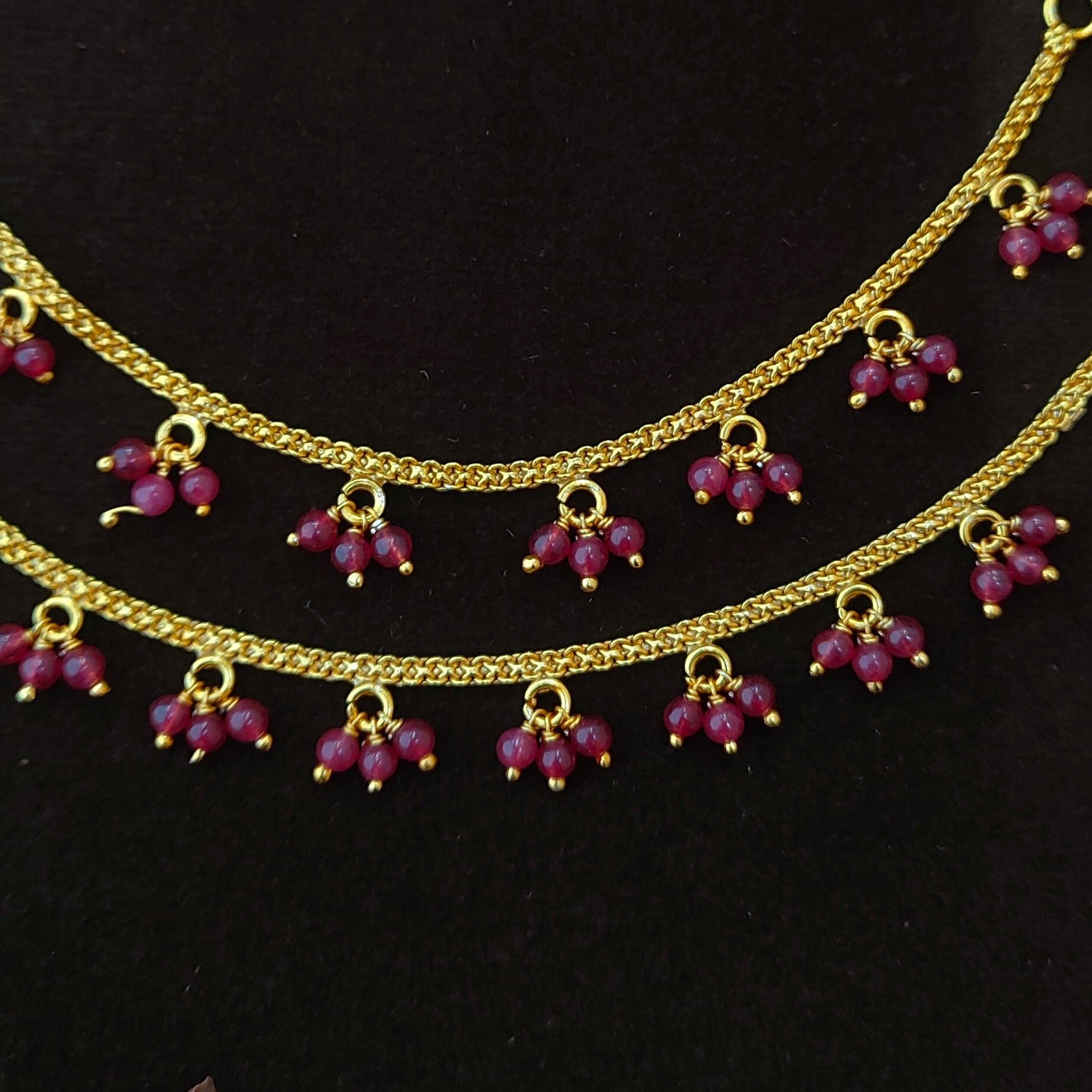 925 Silver Gold Plated Beads Earchain -1347