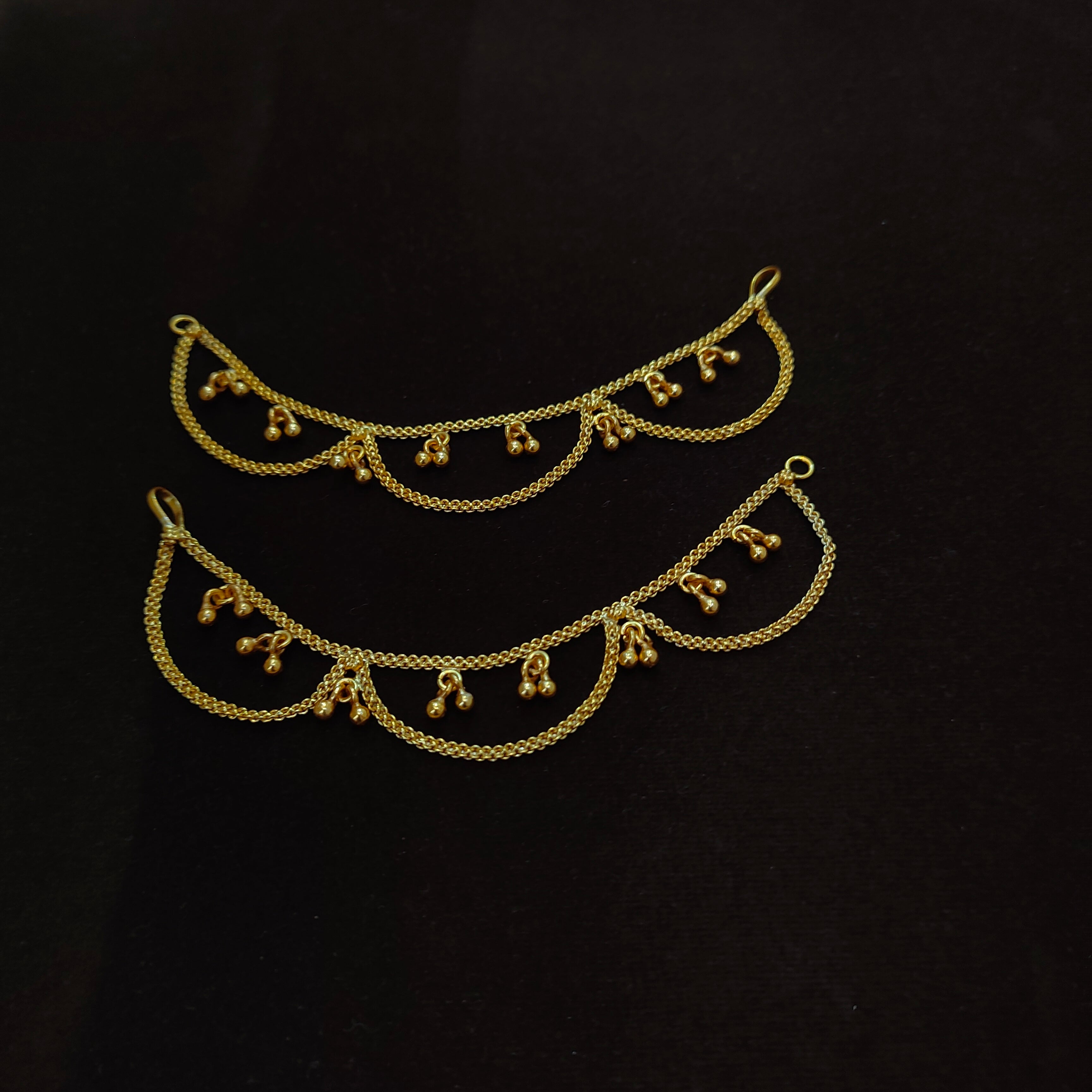 925 Silver Gold Plated Beads Earchain -1348