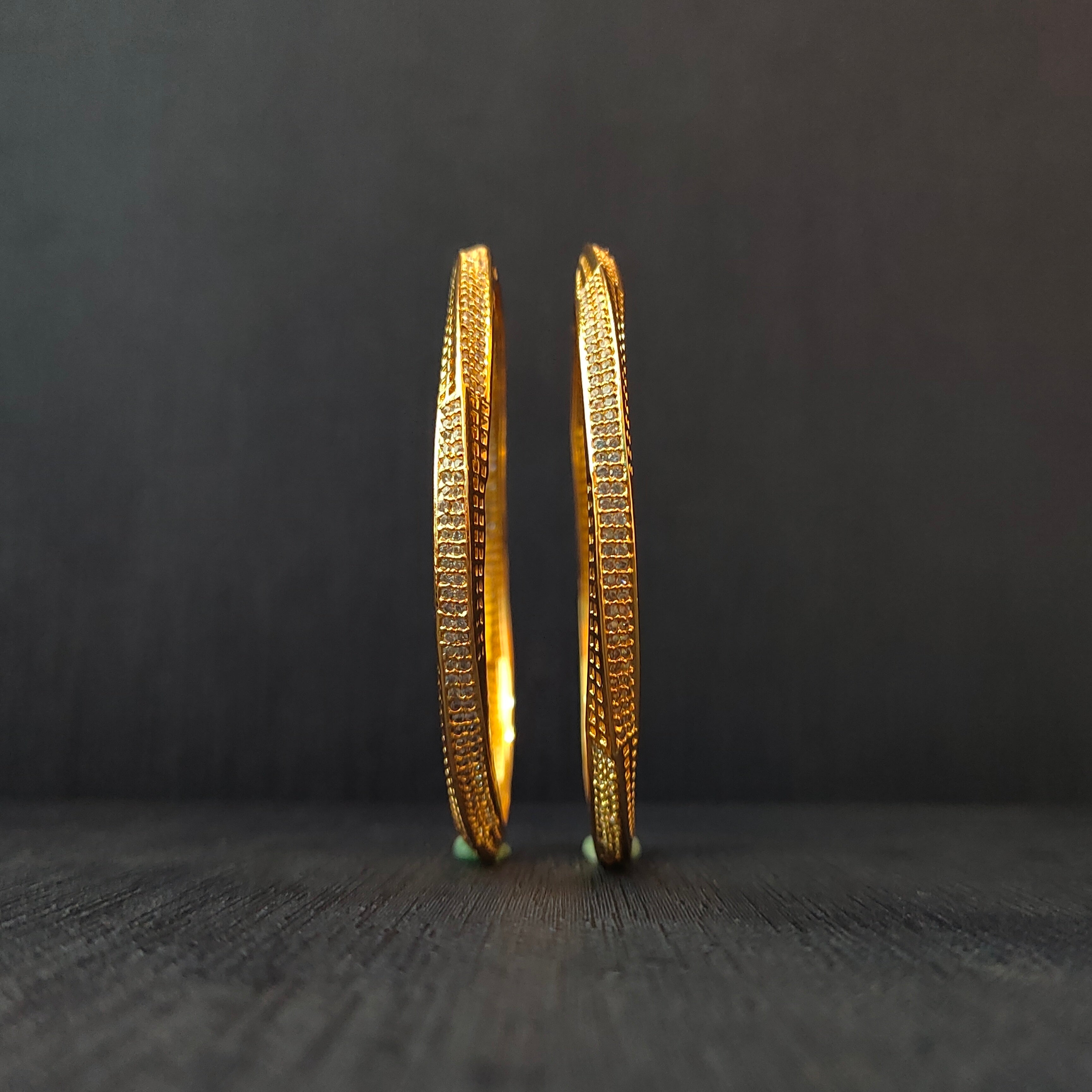 925 Silver CZ Stone Turkish Bangle-1376 - Size 2.5