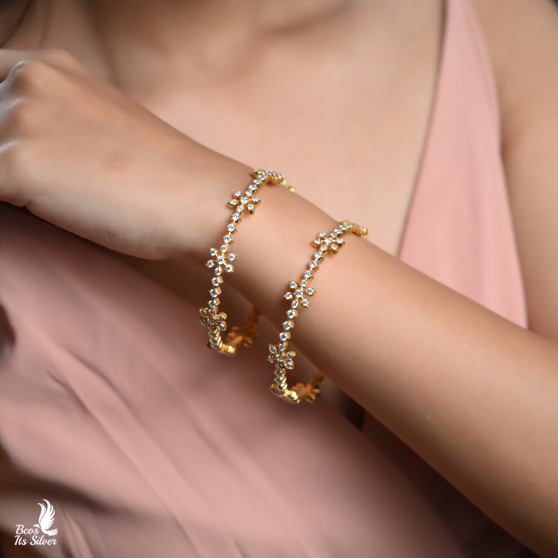 Gold Plated  Closed Setting Bangle - 5770 (MADE TO ORDER)