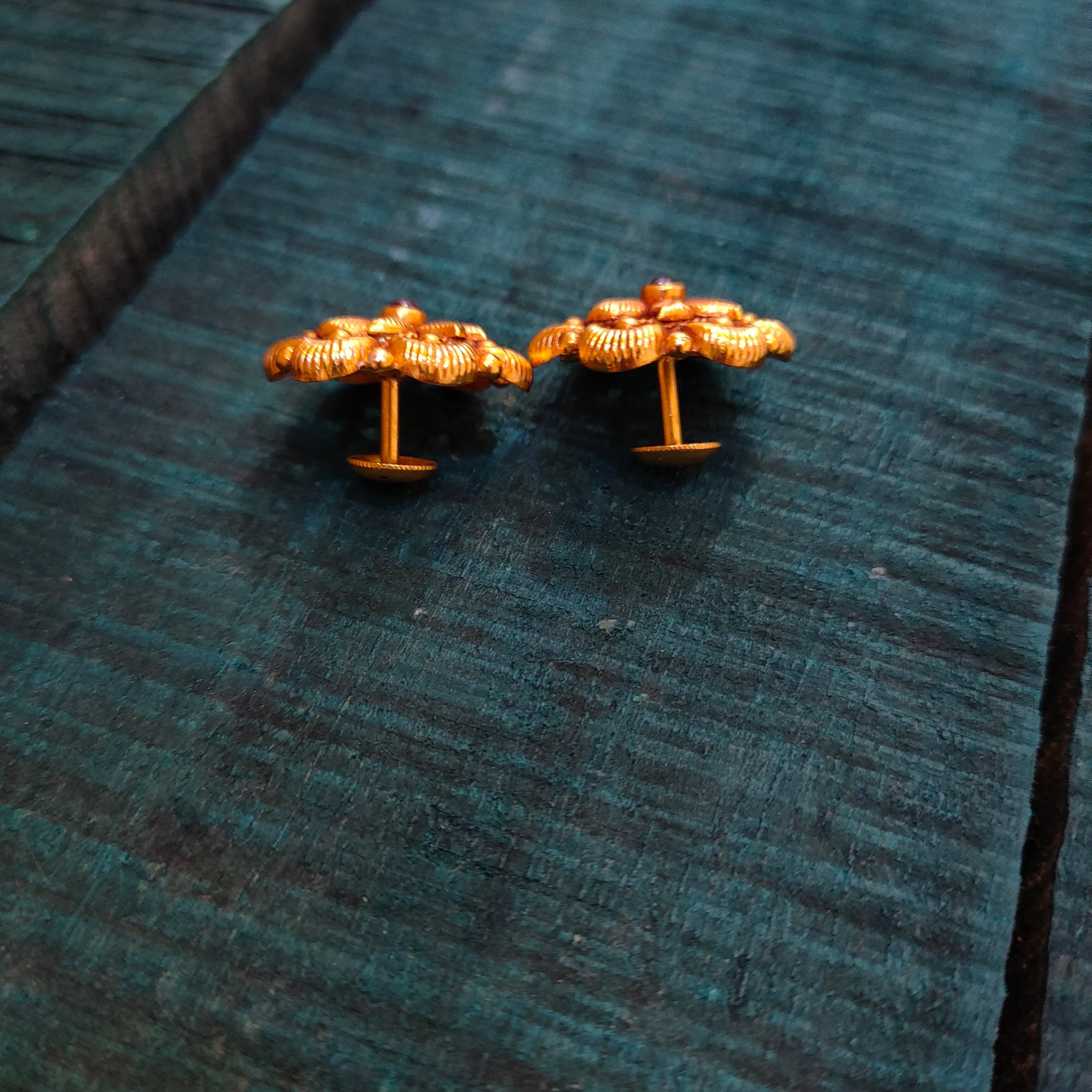 925 Silver Gold Plated Temple Earstud -1390