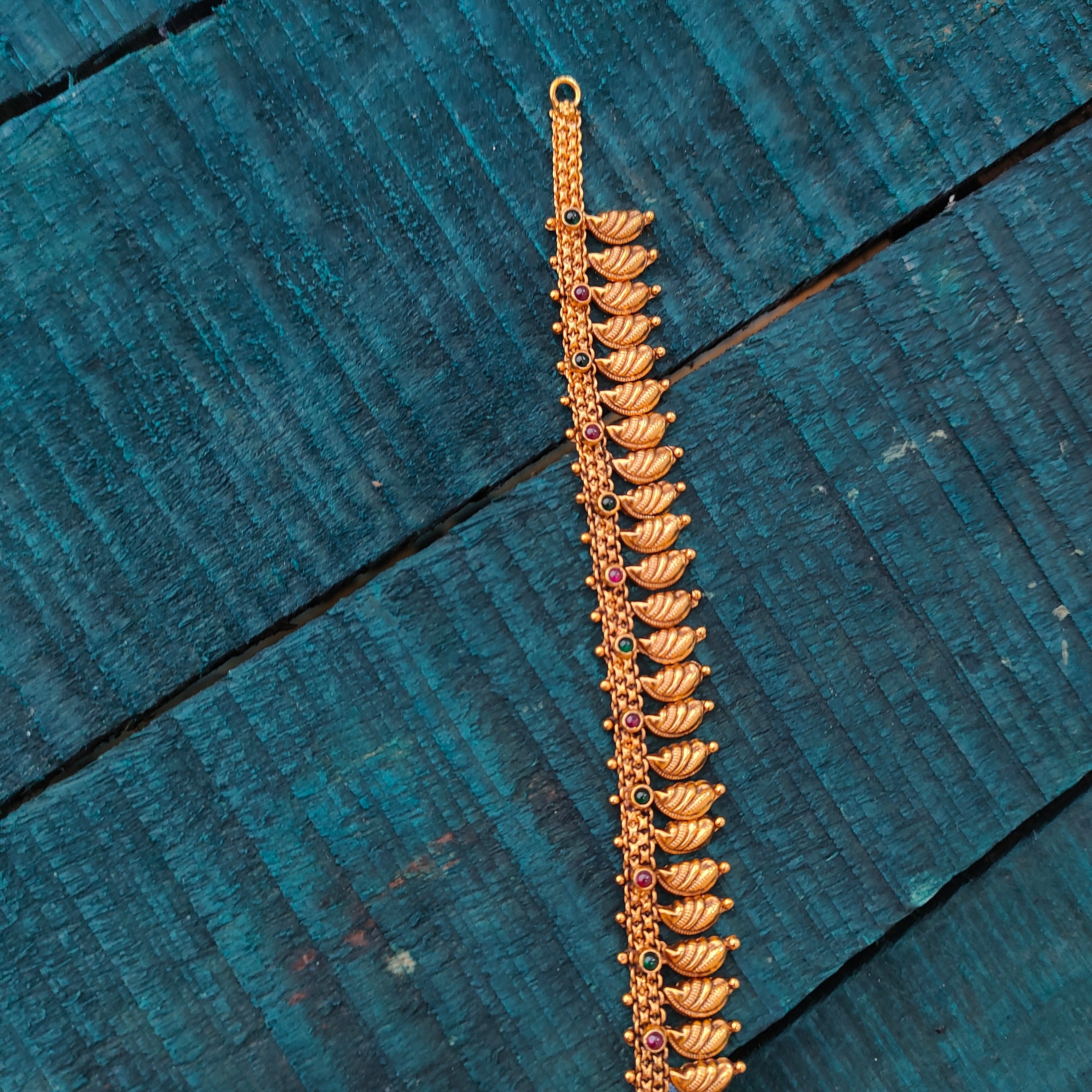 925 Silver Gold Plated Leaf Haram -4111