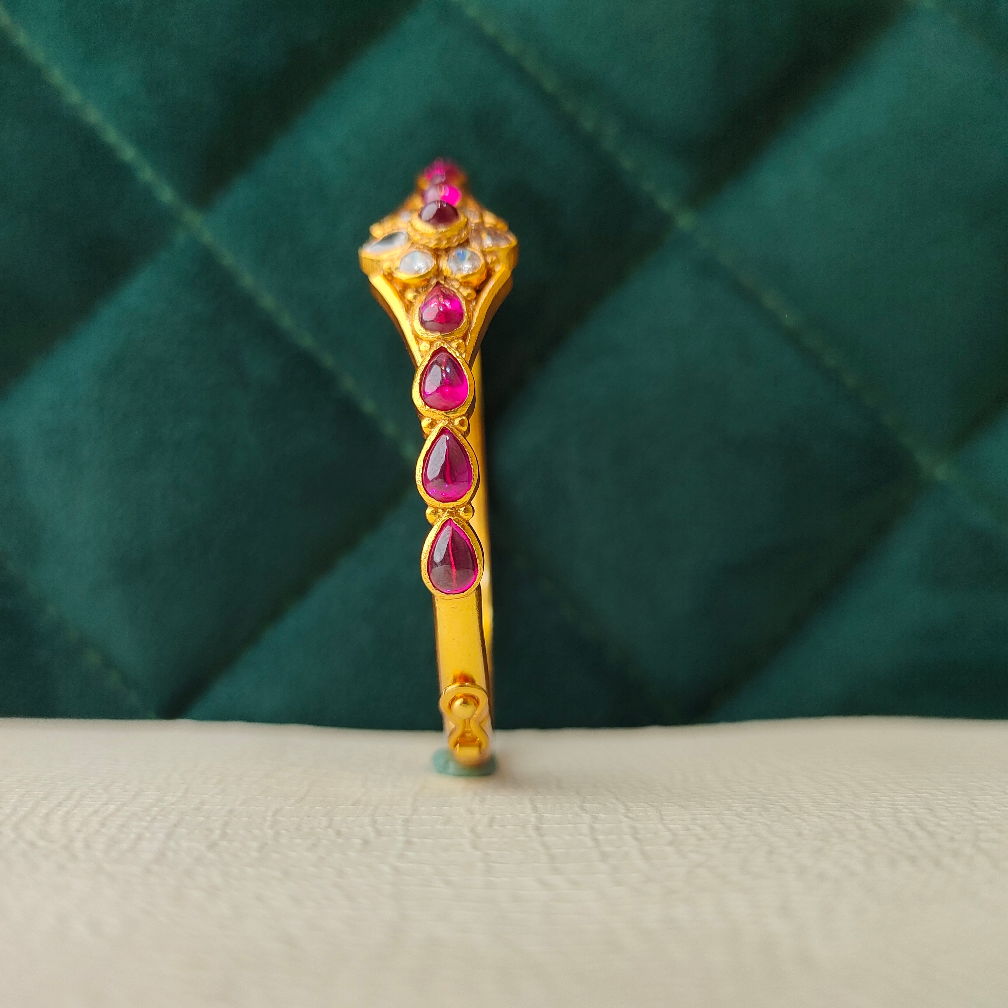 925 Silver Kundan Flower Single Kada -1369