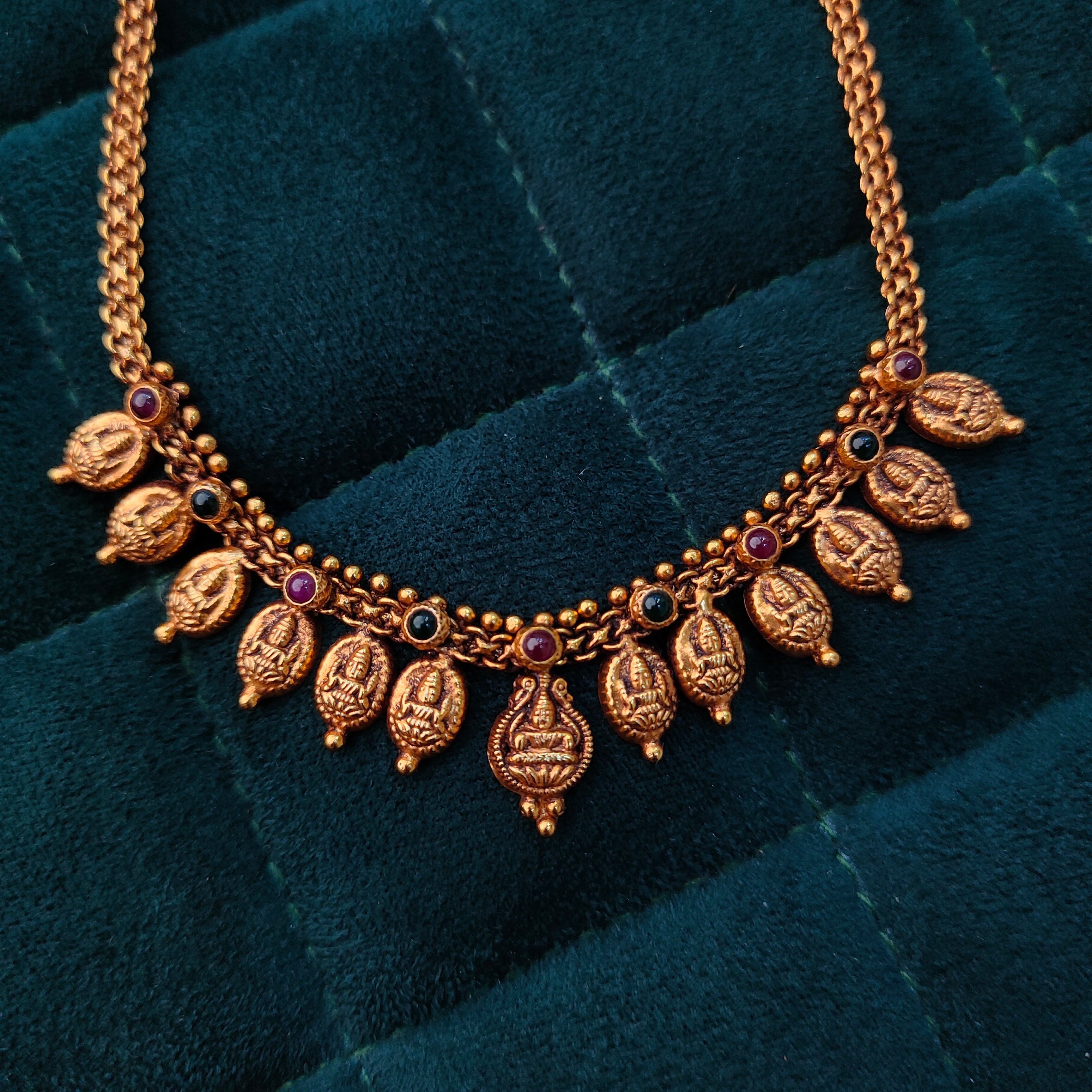 925 Silver Gold Plated Lakshmi Necklace-1373
