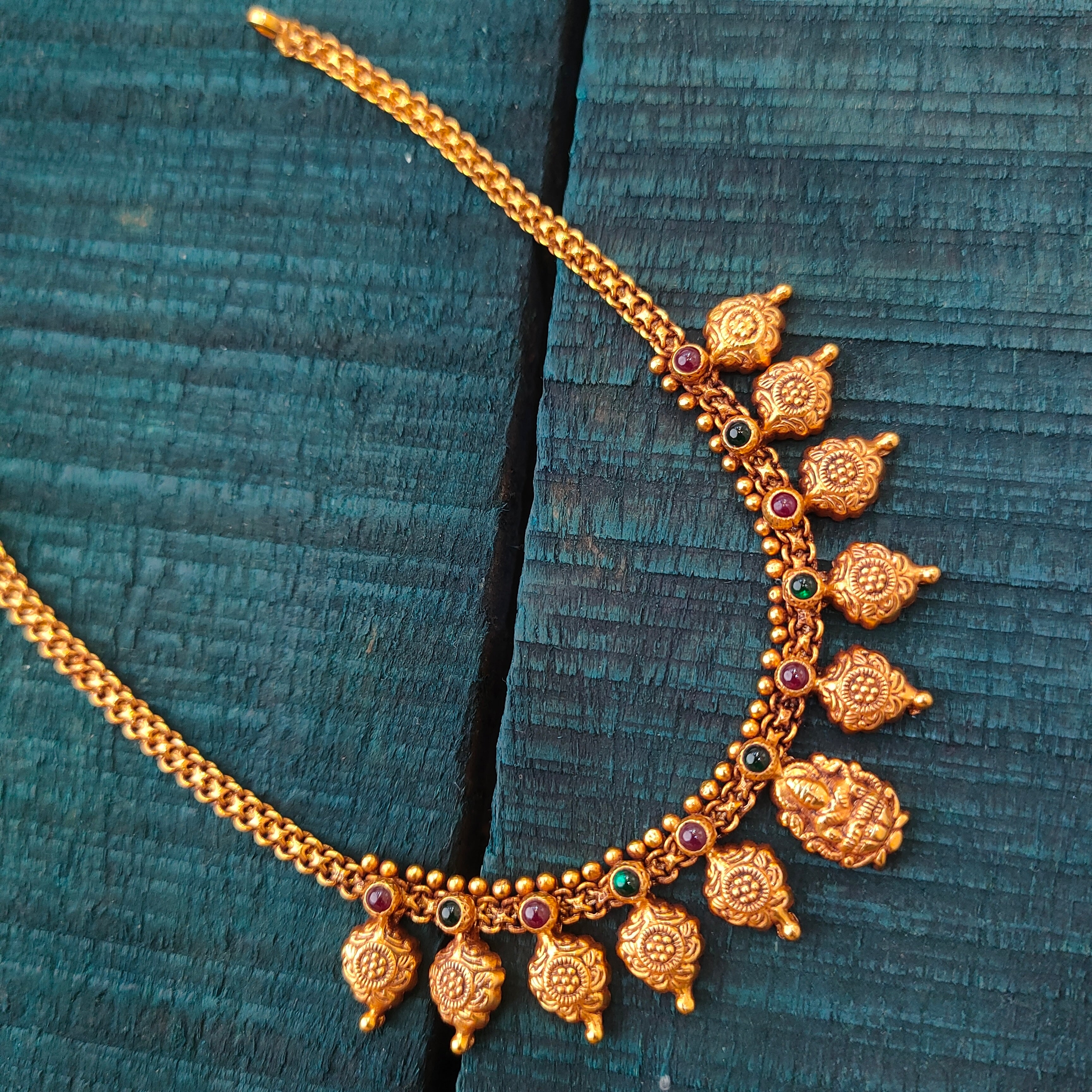925 Silver Gold Plated Lakshmi Necklace -1449
