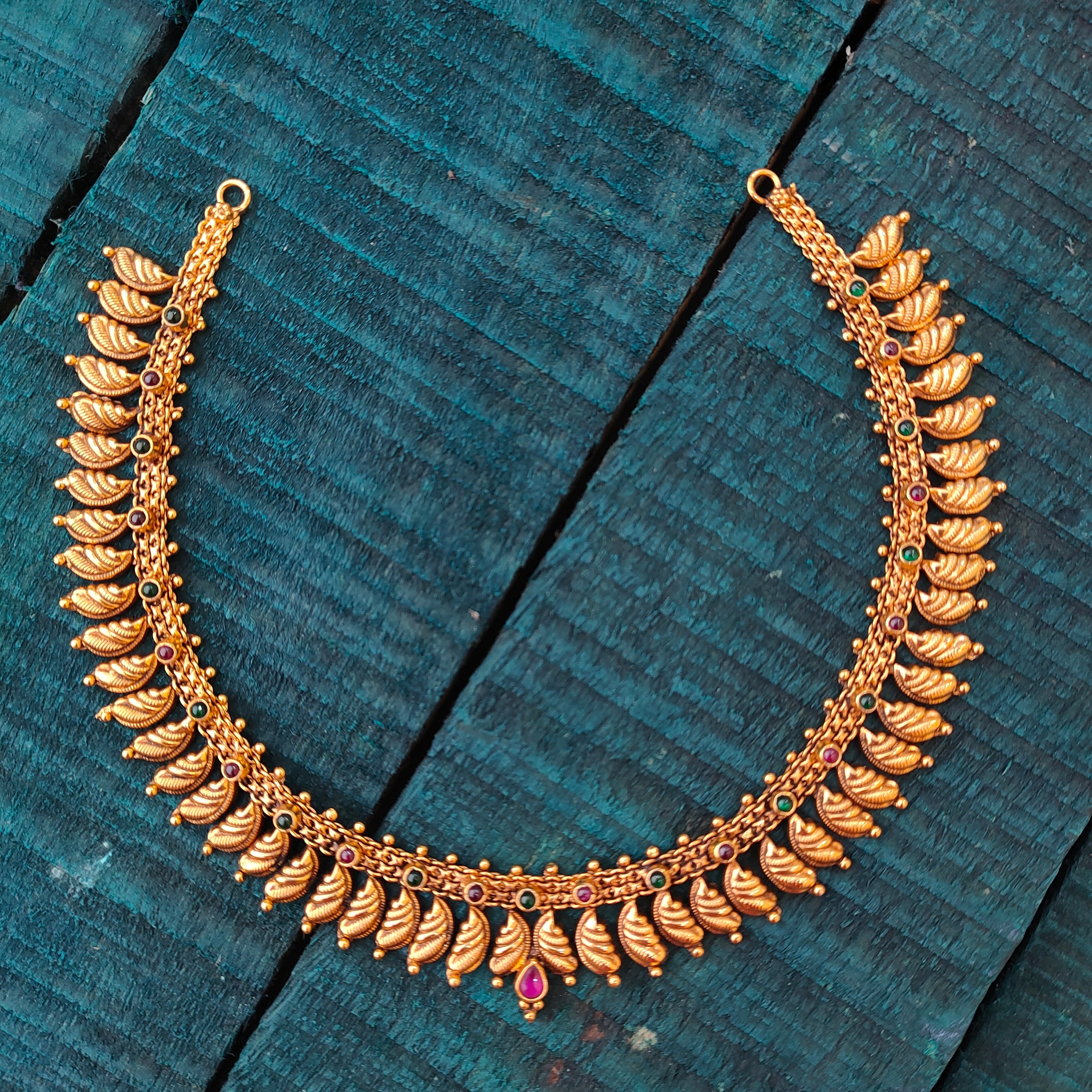 925 Silver Gold Plated Leaf Necklace-4120