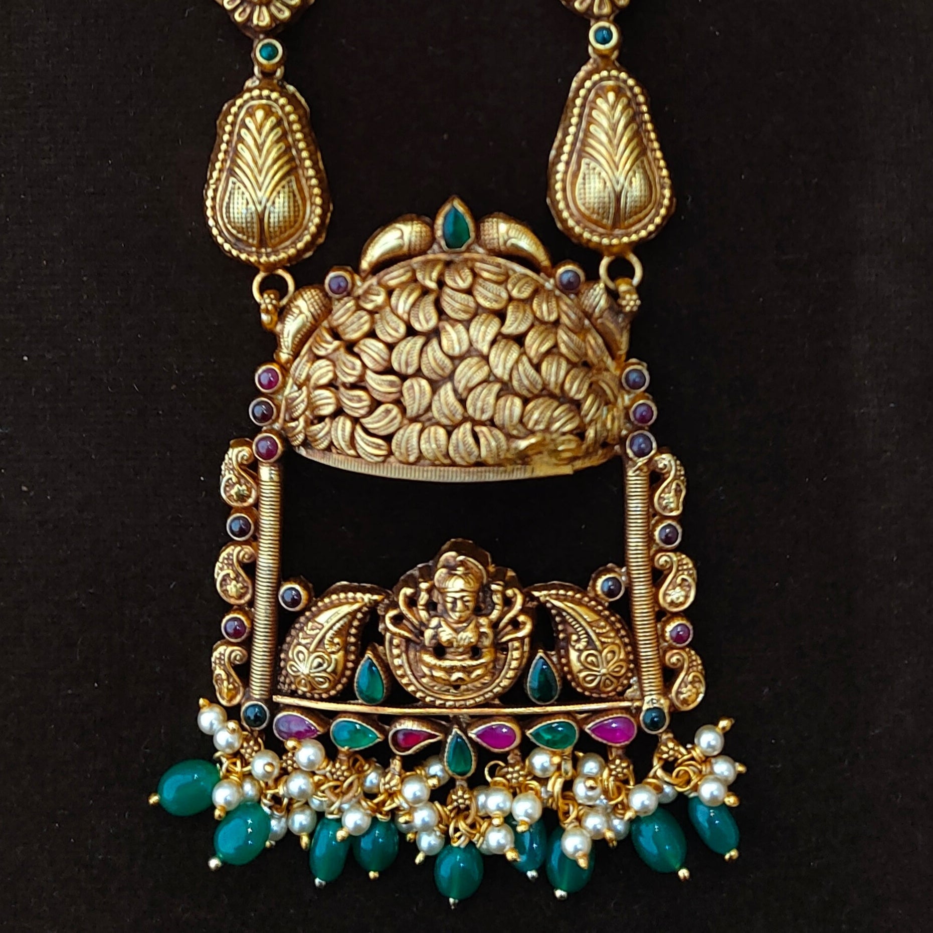 925 Silver Gold Plated Nakshi Haram-1392