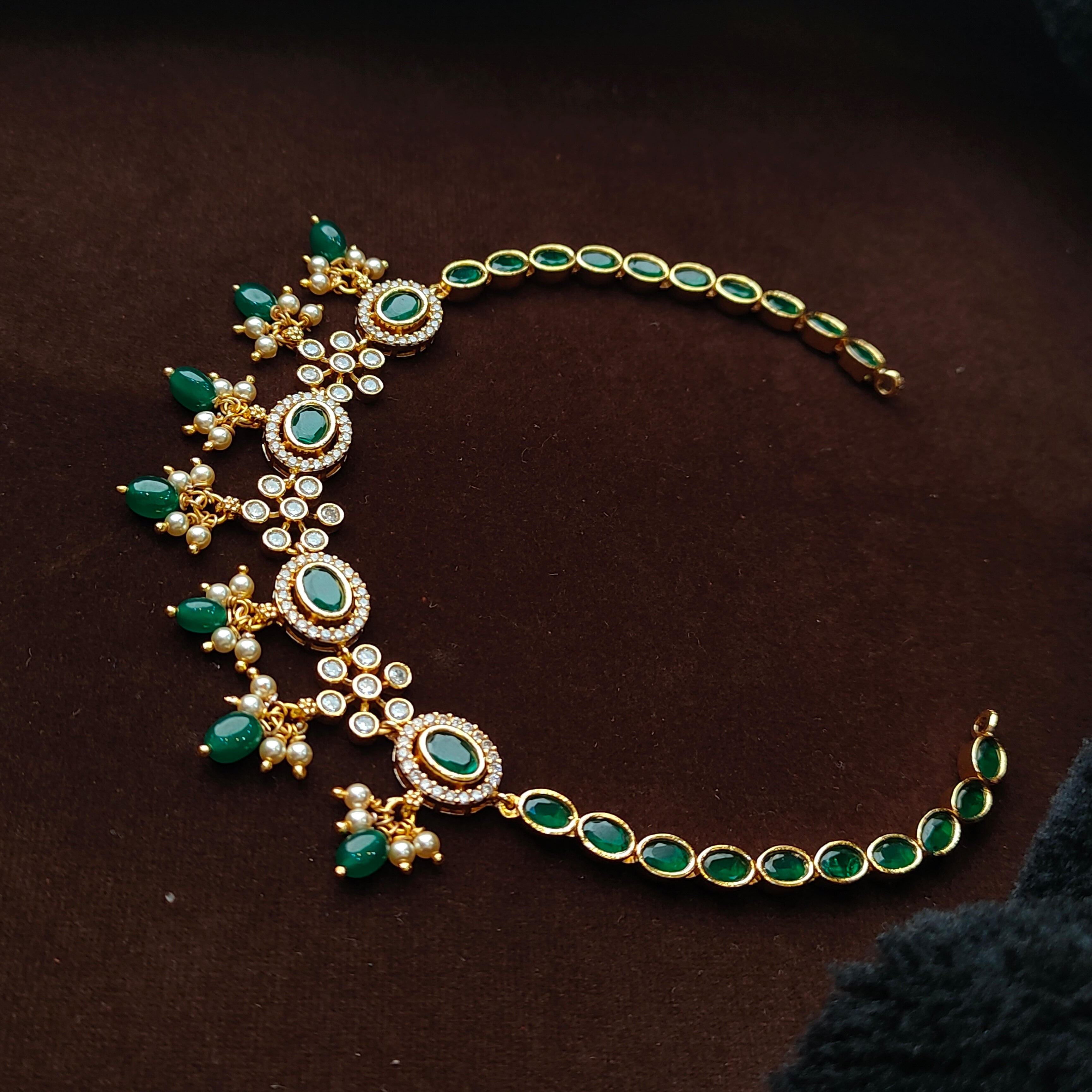 925 Silver Gold Plated Necklace Set-5599