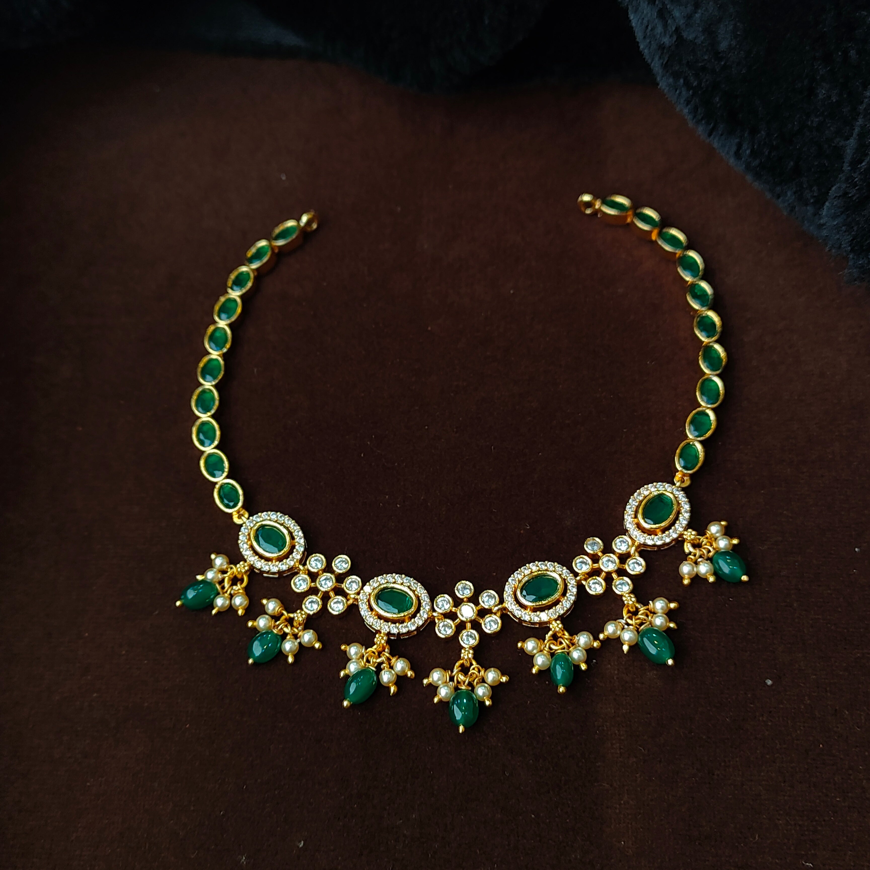 925 Silver Gold Plated Necklace Set-5599