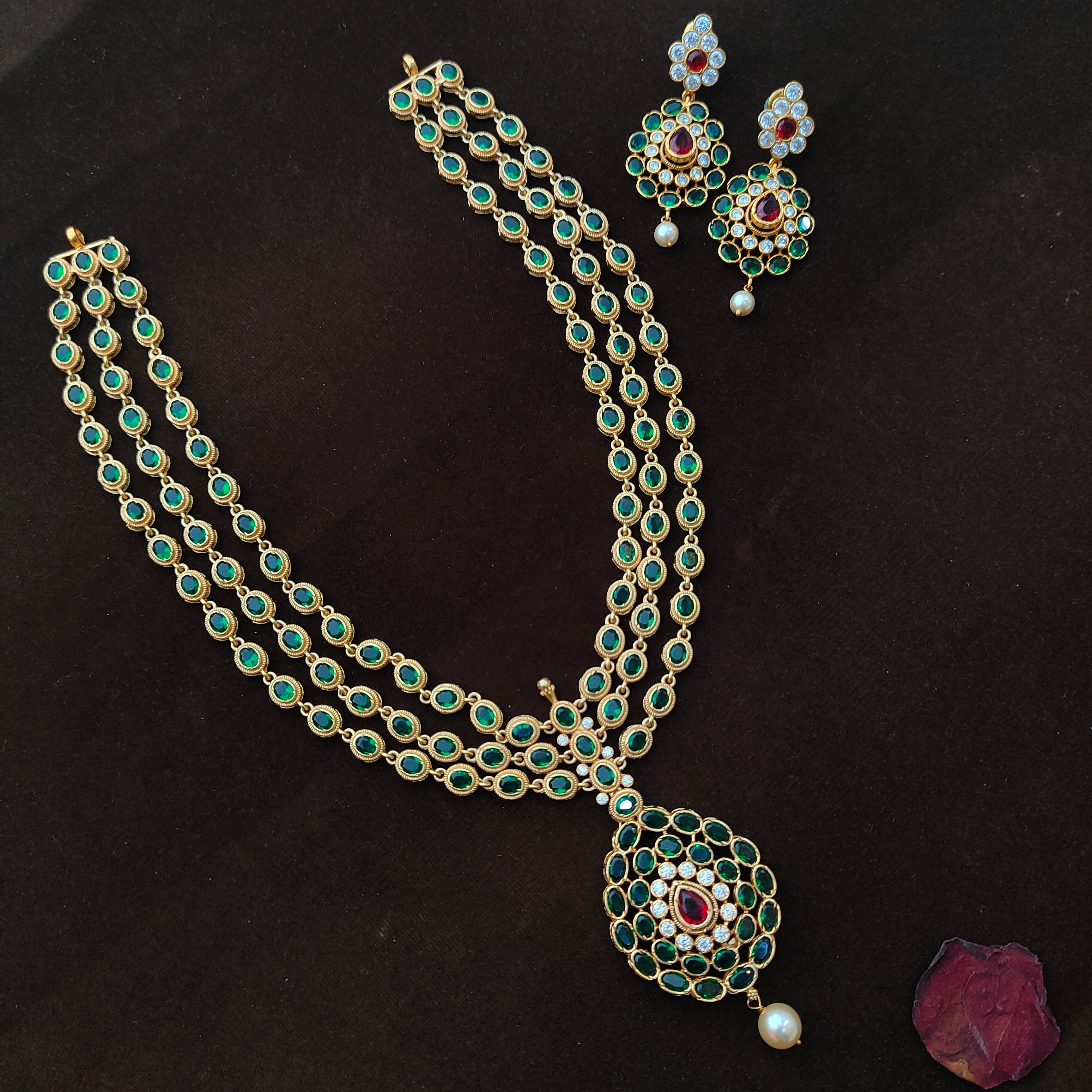 925 Silver Gold Plated Long Necklace set-1461