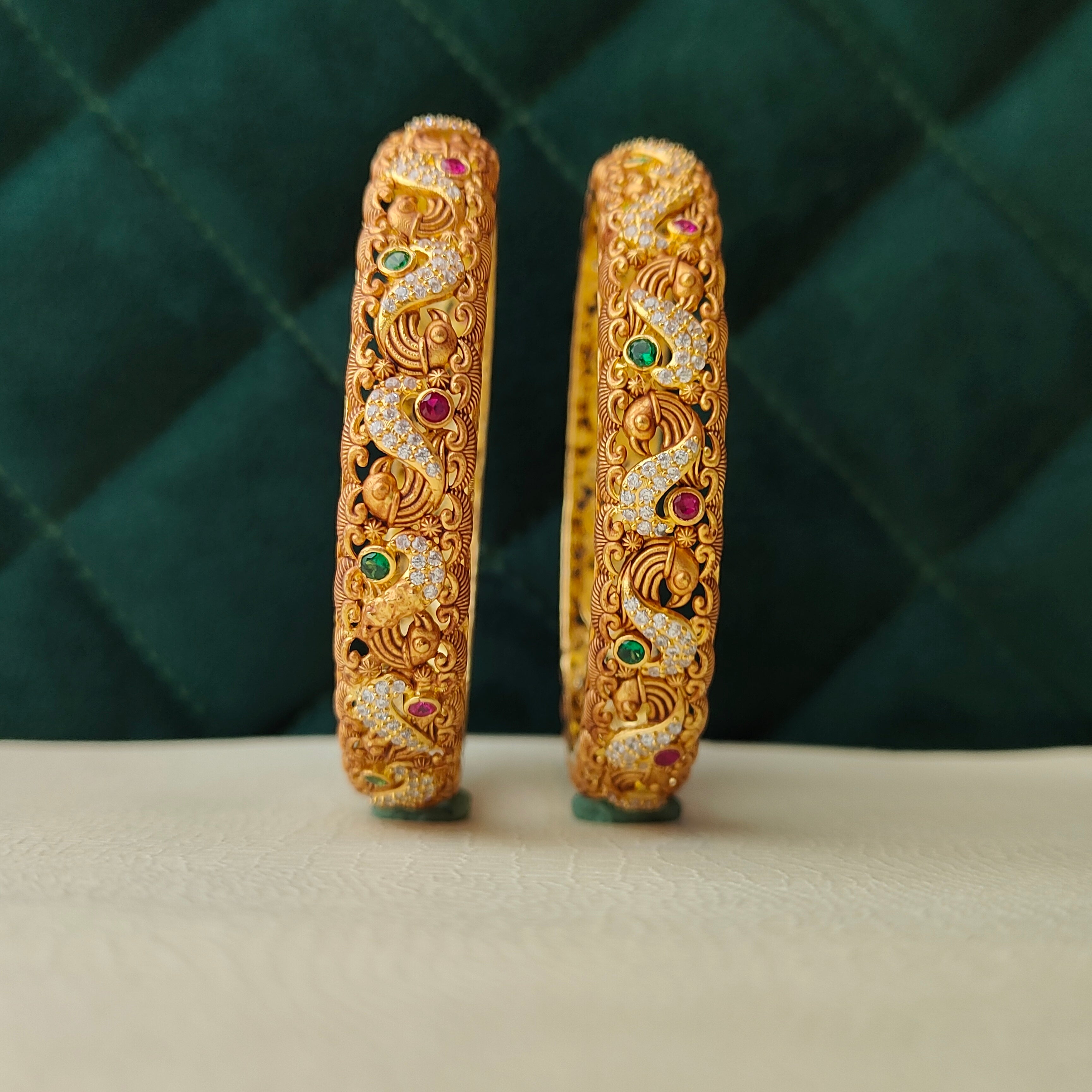 925 Silver Peacock Bangle-1371 - Size 2.6