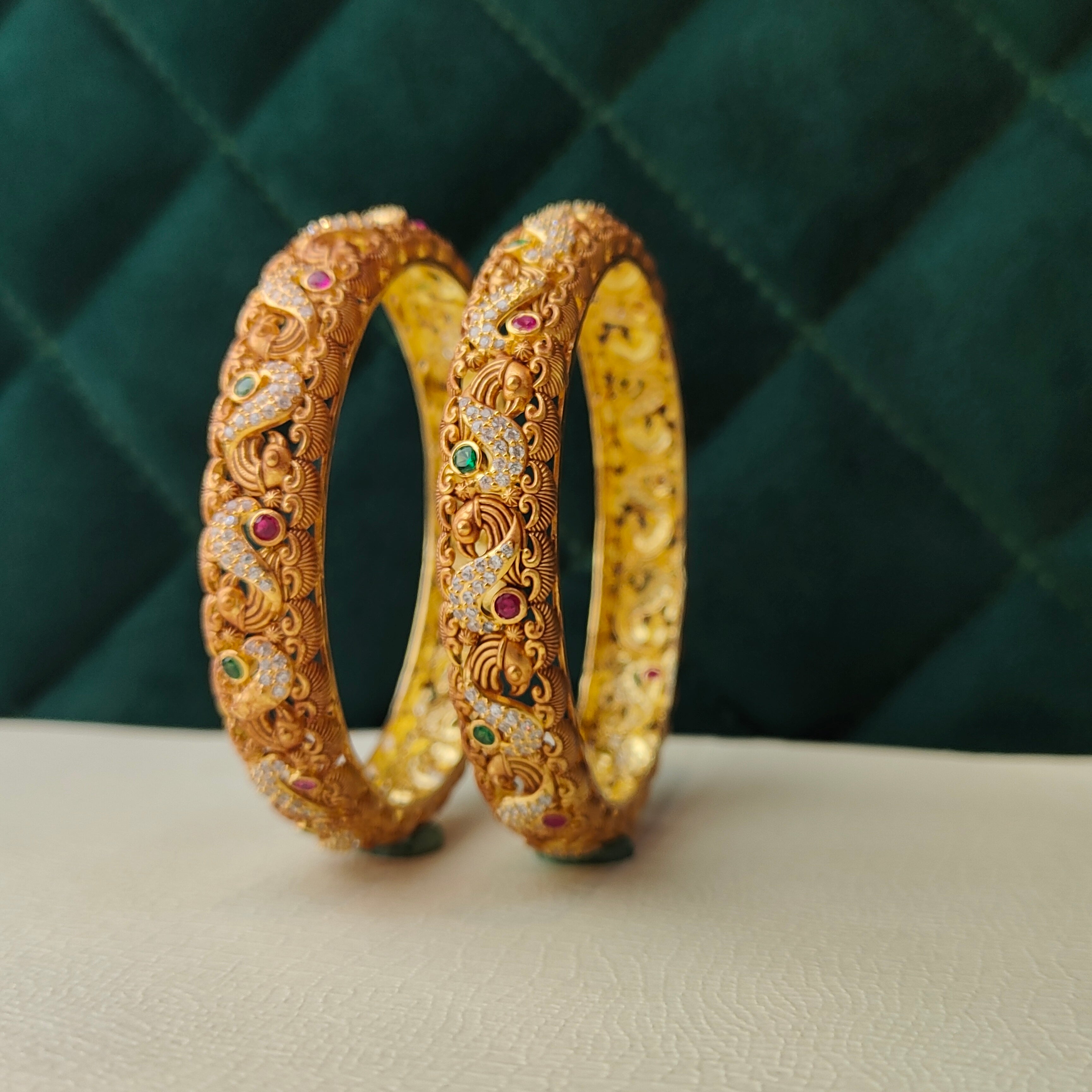 925 Silver Peacock Bangle-1371 - Size 2.6