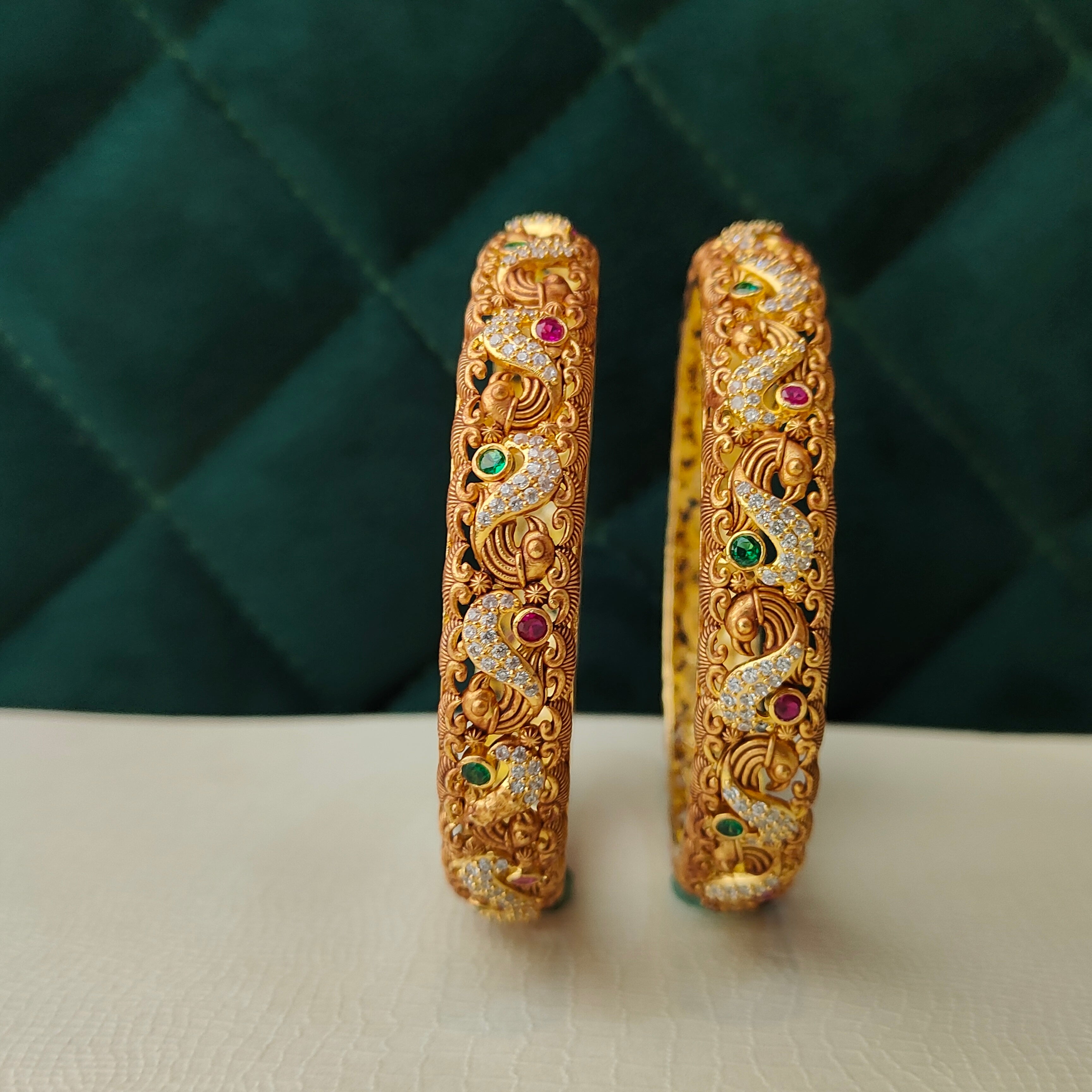 925 Silver Peacock Bangle-1371 - Size 2.6