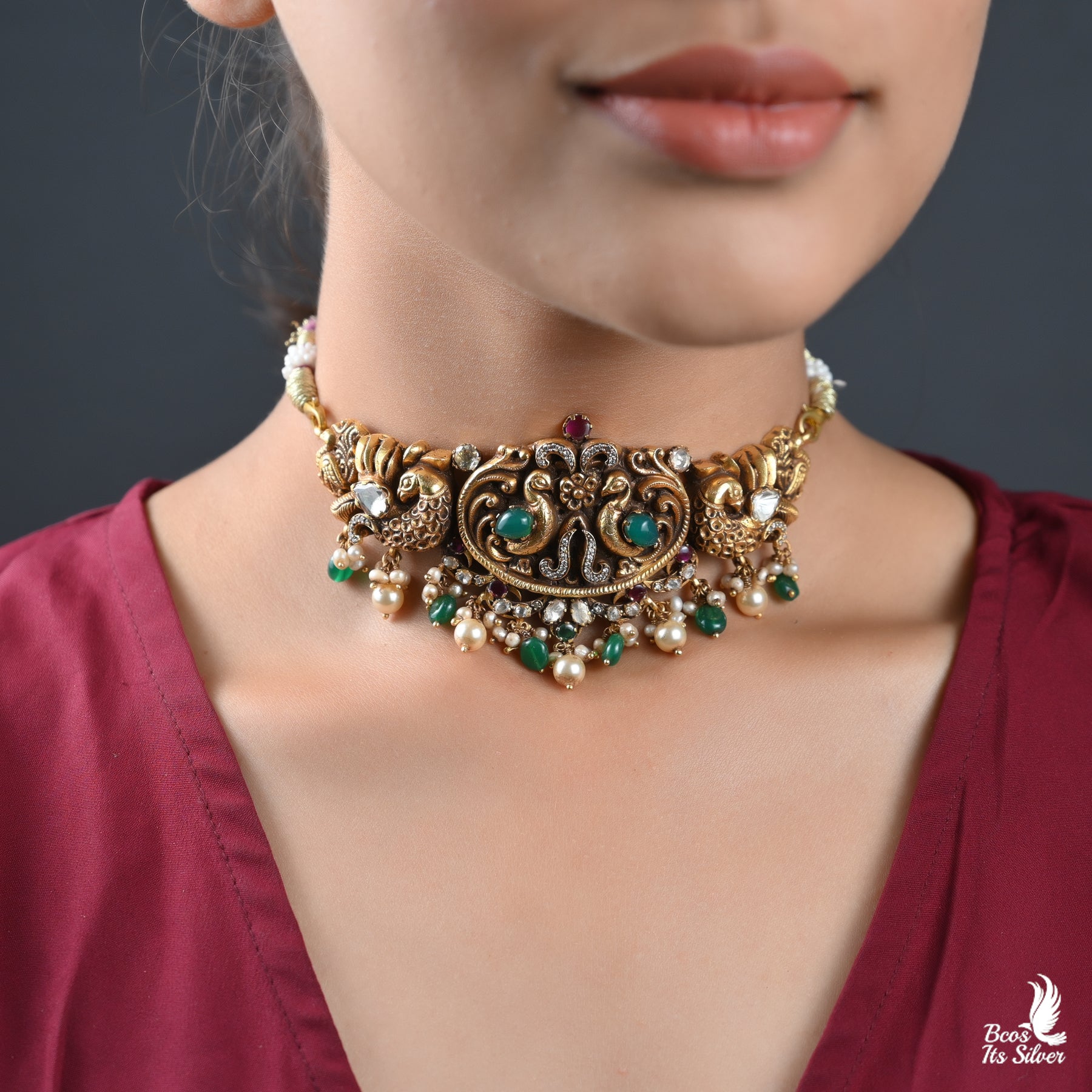 Gold Plated Polki Nakash Choker - 2966
