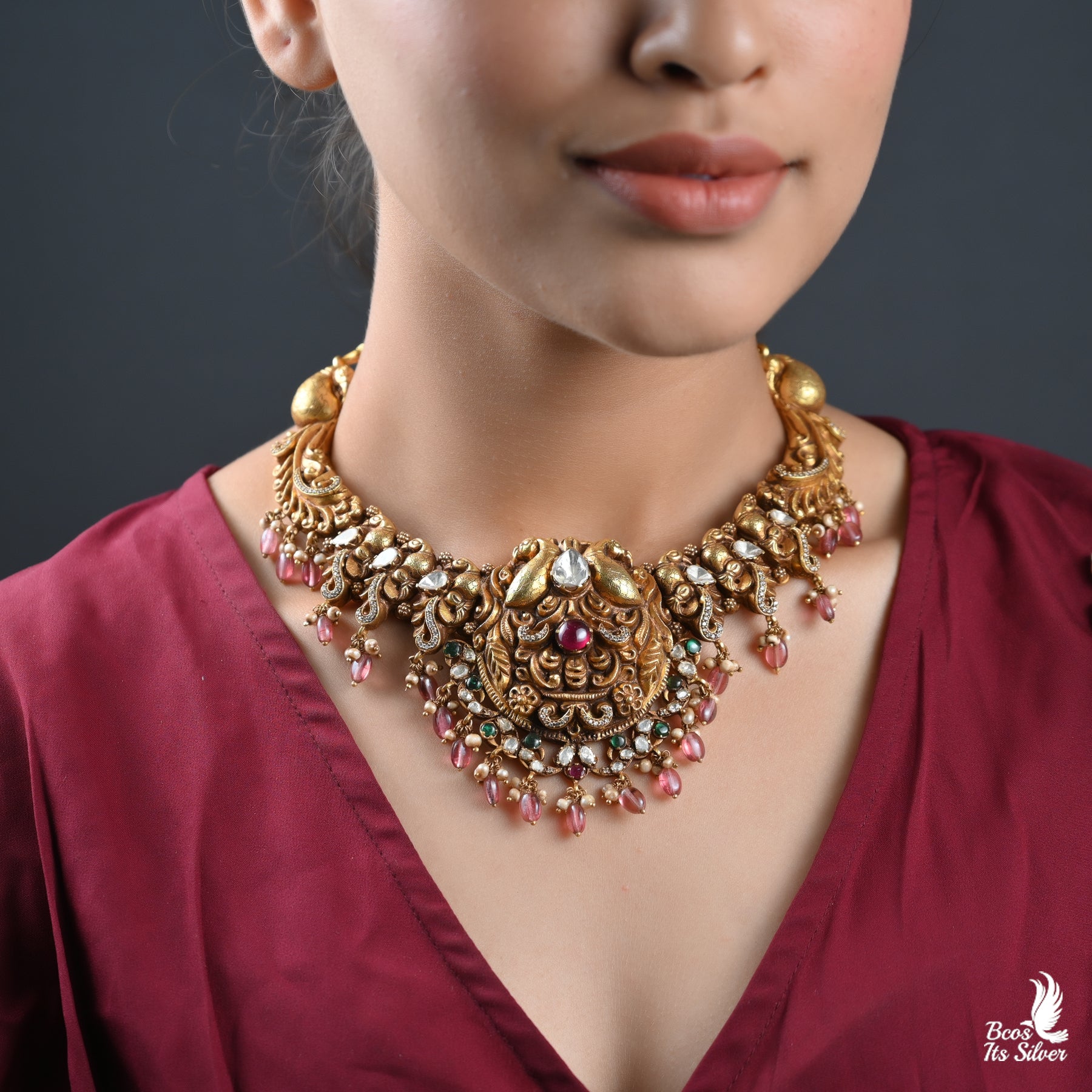 Gold Plated Polki Nakash Necklace - 2976