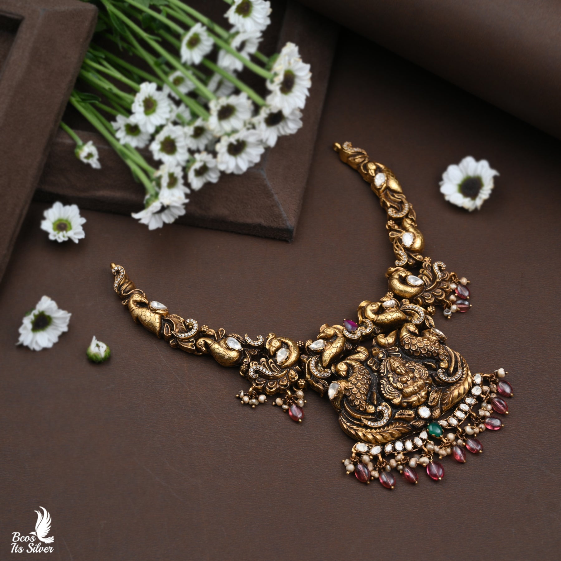 Gold Plated Polki Nakash Necklace - 3825