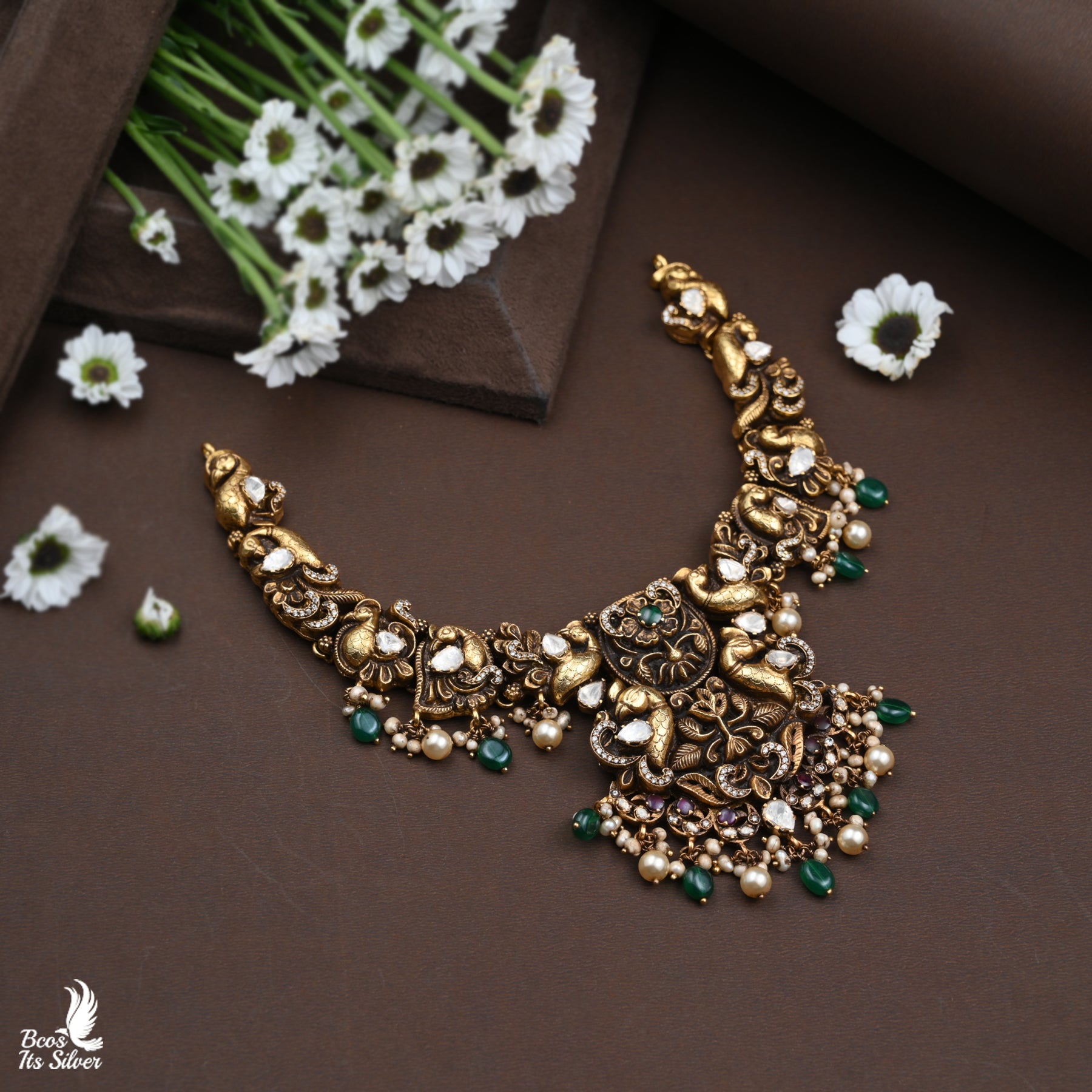 Gold Plated Polki Nakash Necklace - 3829