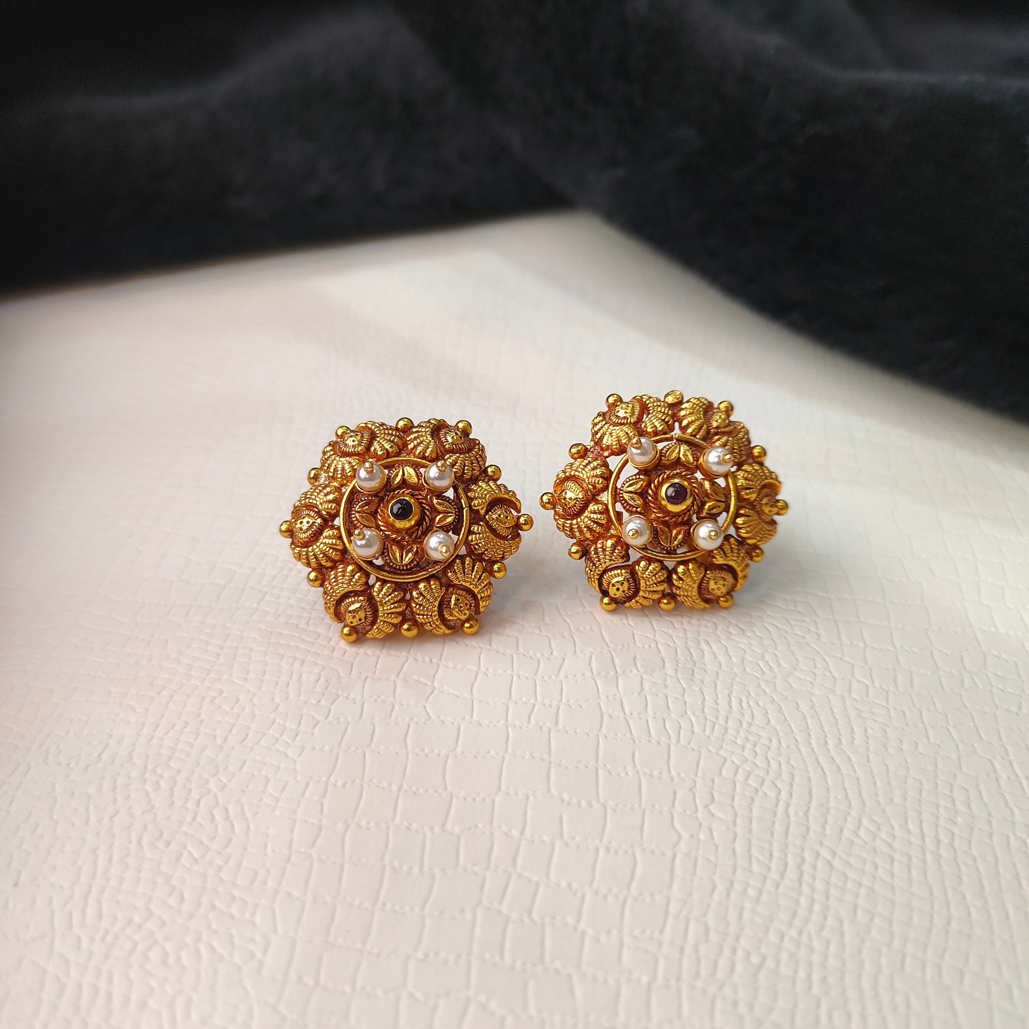 925 Silver Gold Plated Round Earstud -5701