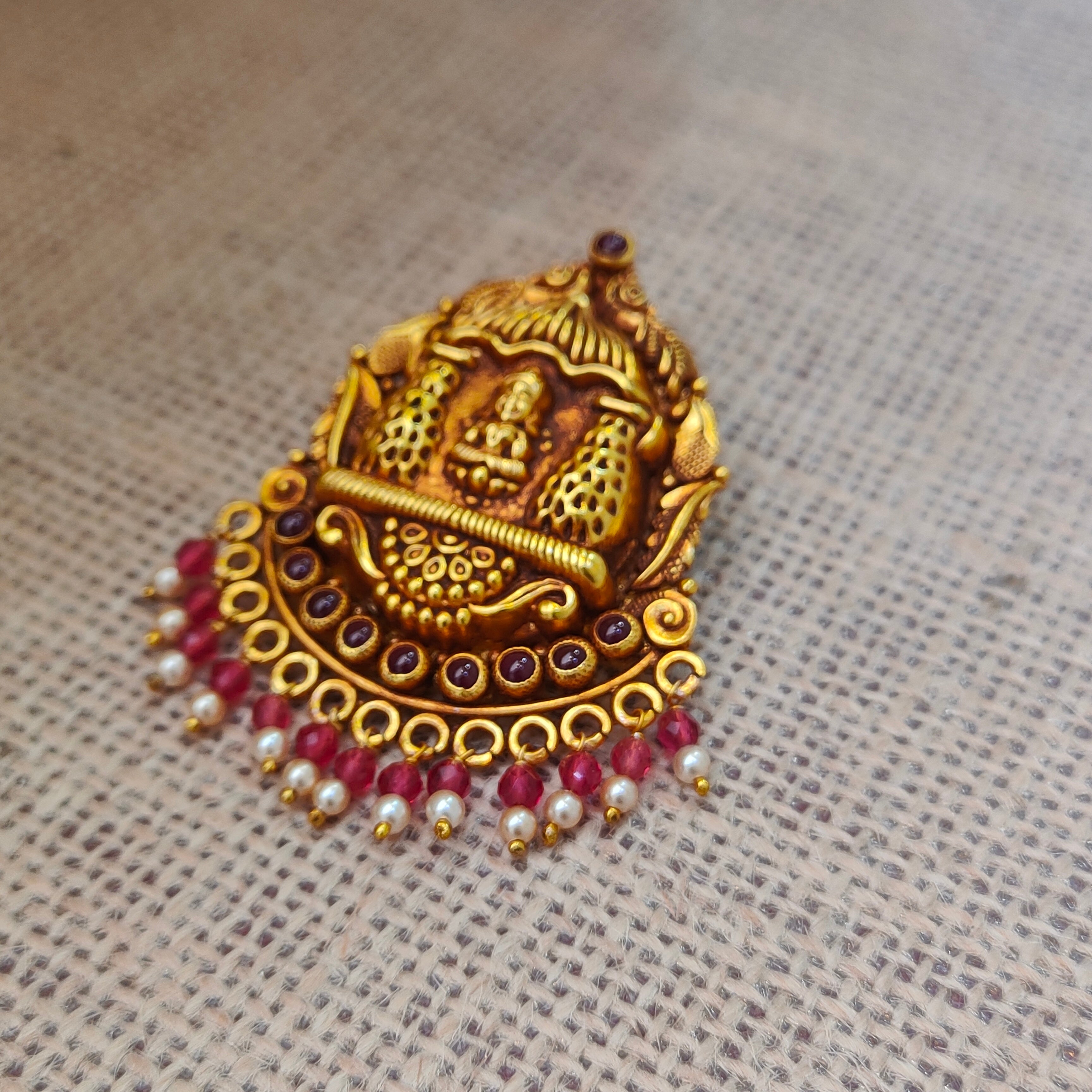 925 Silver Gold plated Nakshi Pendant-5582