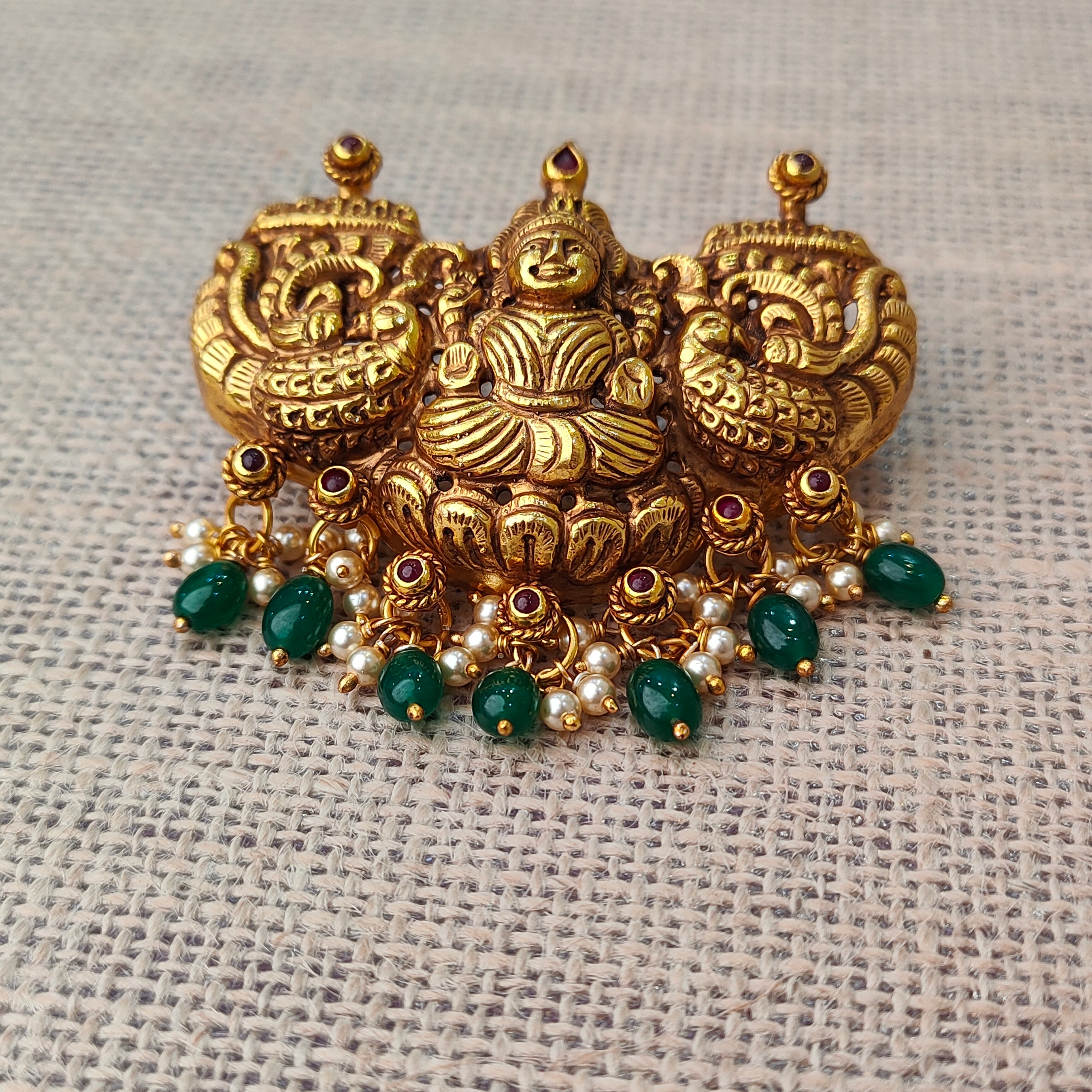 925 Silver Gold plated Nakshi Pendant-5585