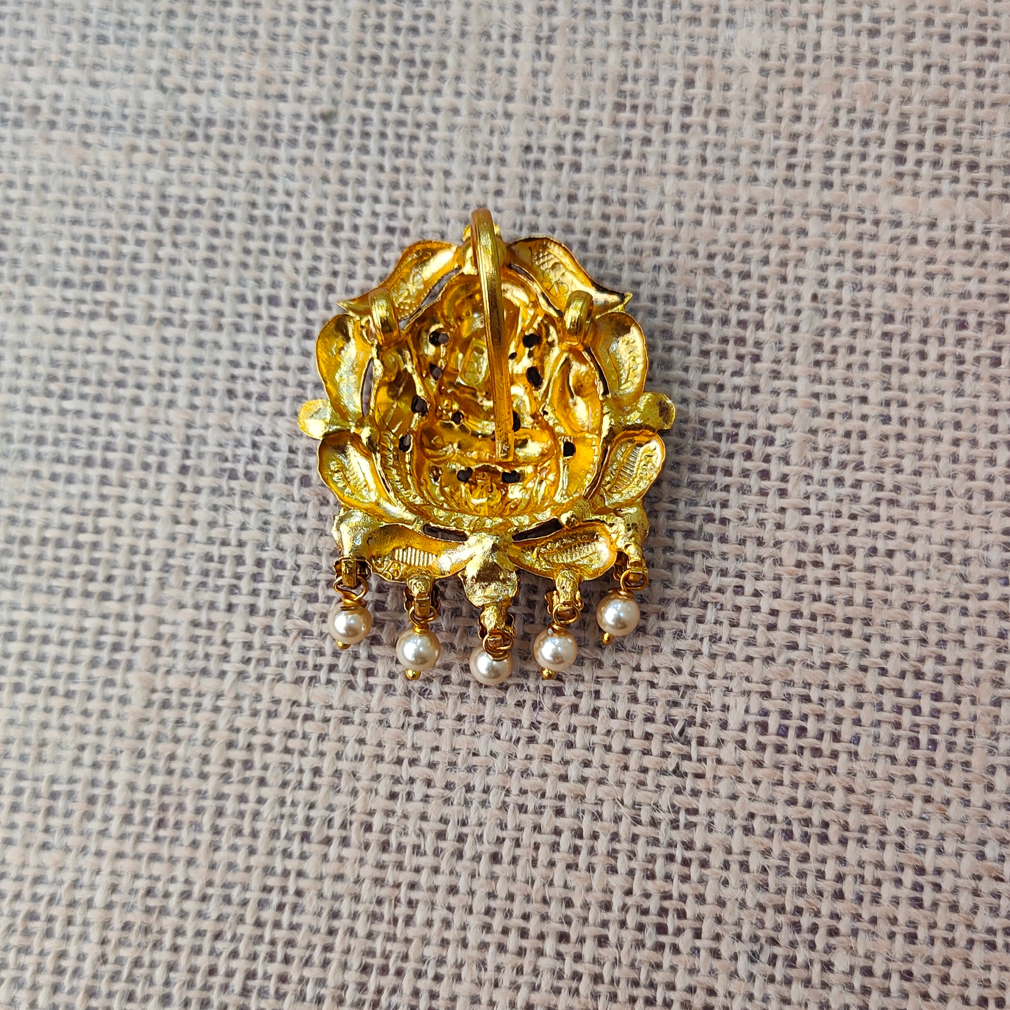 925 Silver Gold plated Nakshi Pendant- 5589