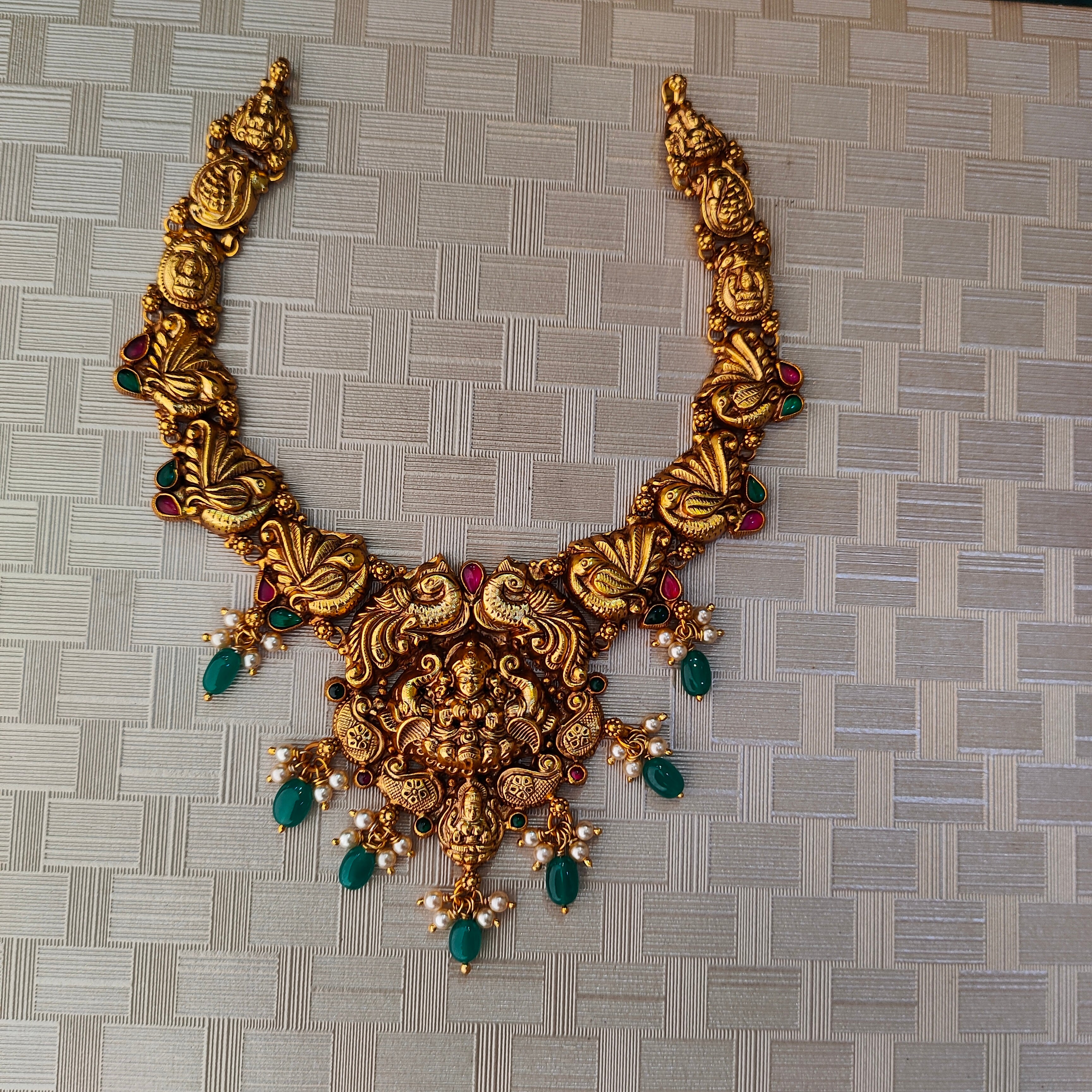 925 Silver Gold Plated Nakshi Necklace-1311