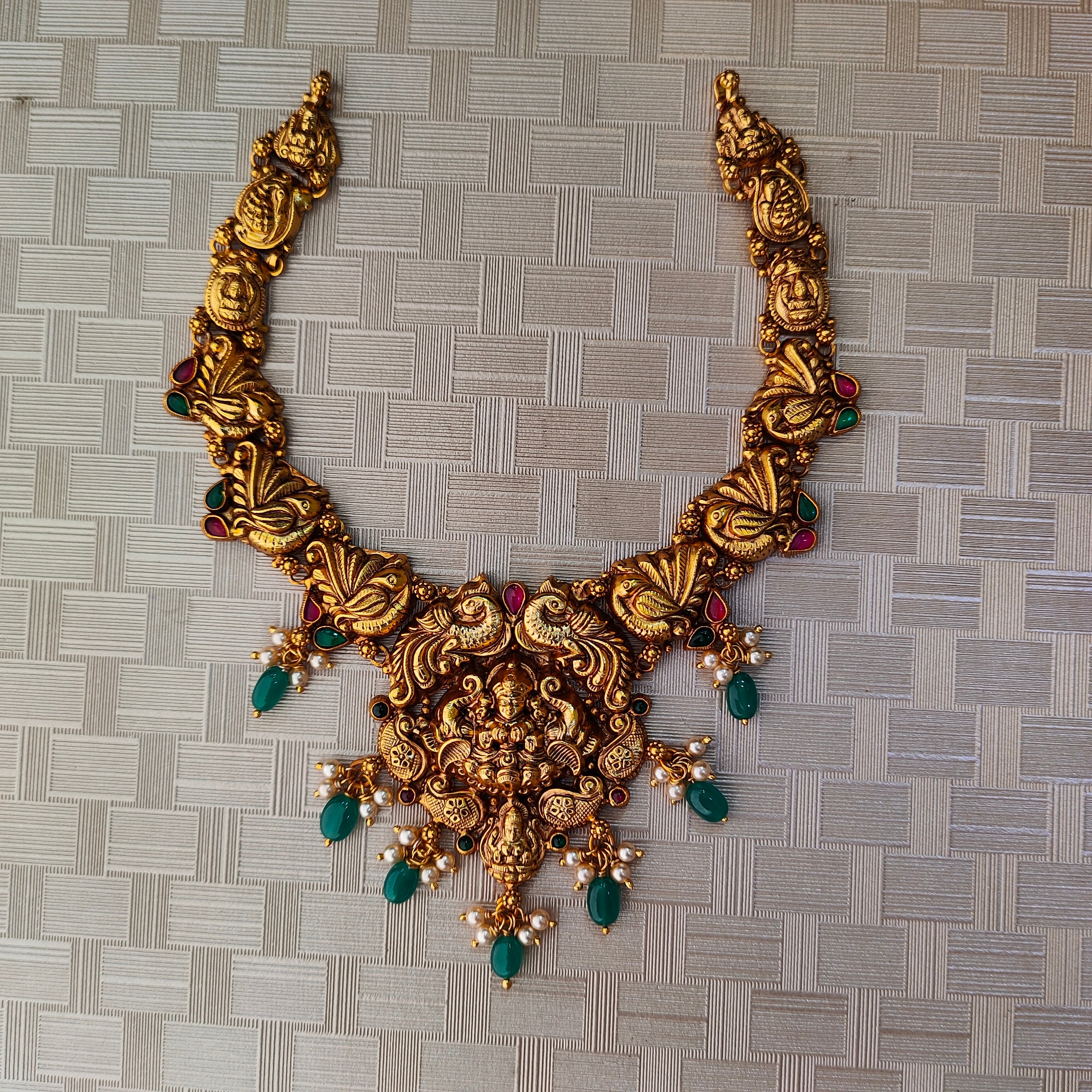 925 Silver Gold Plated Nakshi Necklace-1311