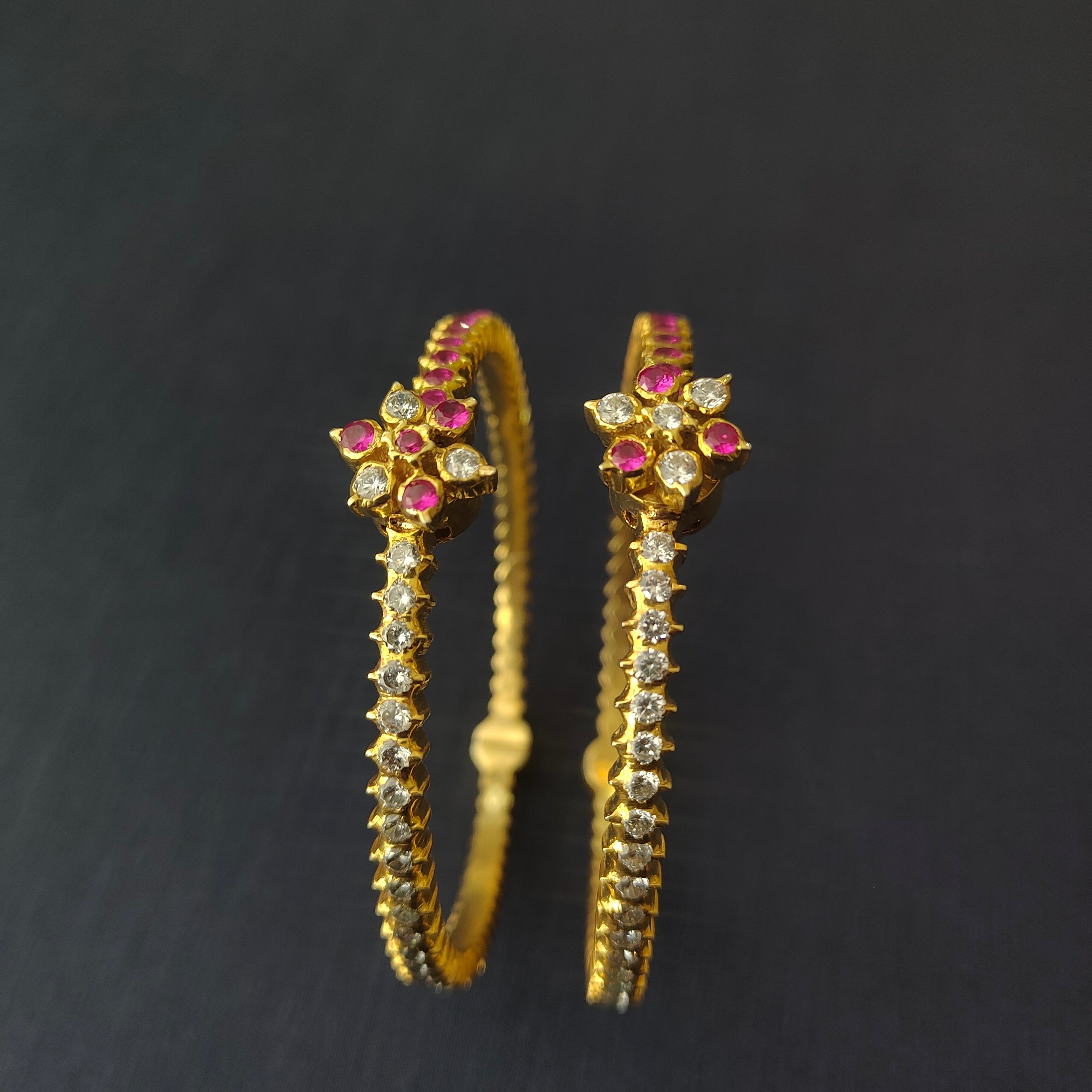 925 Silver Gold Plated Double Colour Bangle-1073