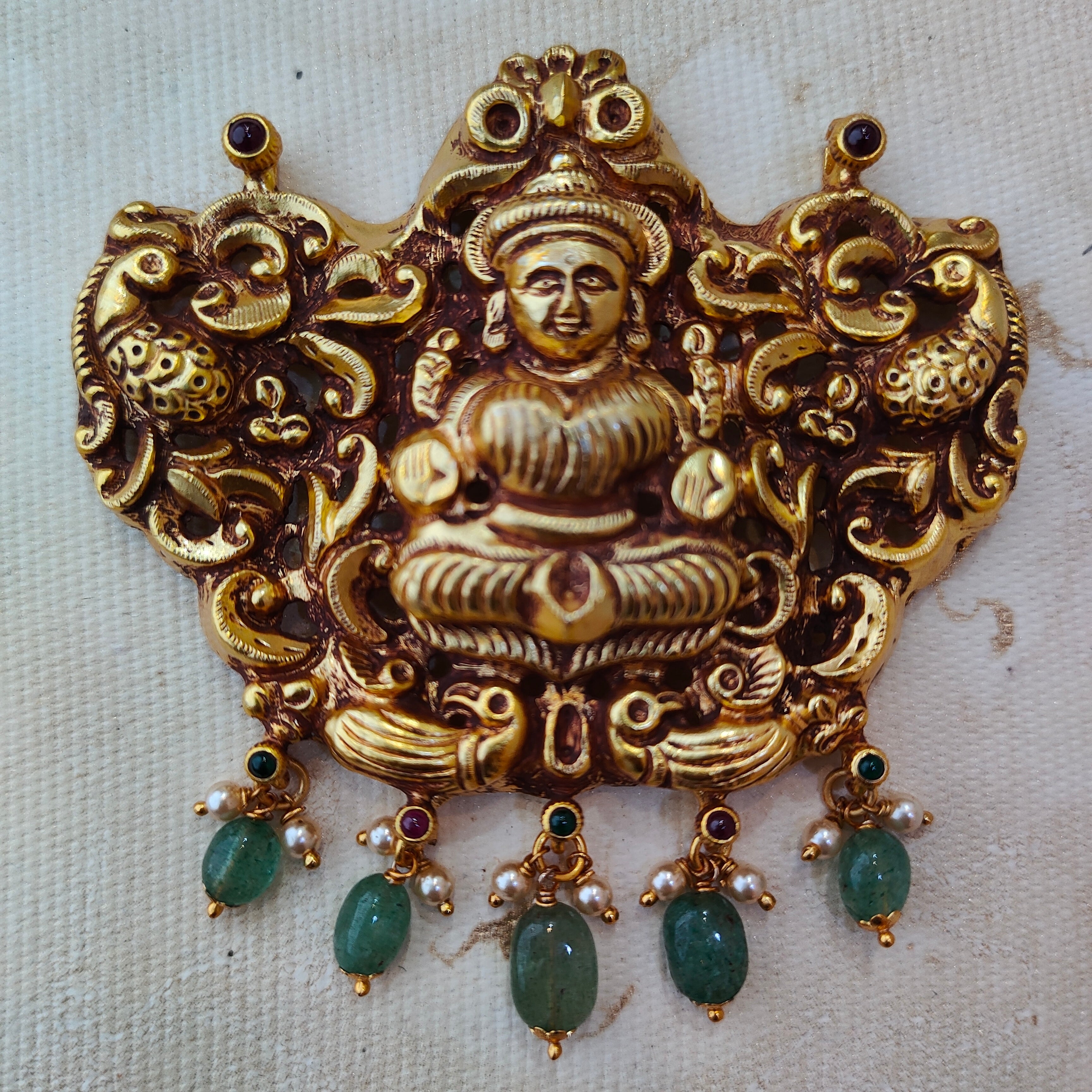925 Silver Gold plated Lakshmi Pendant-1382