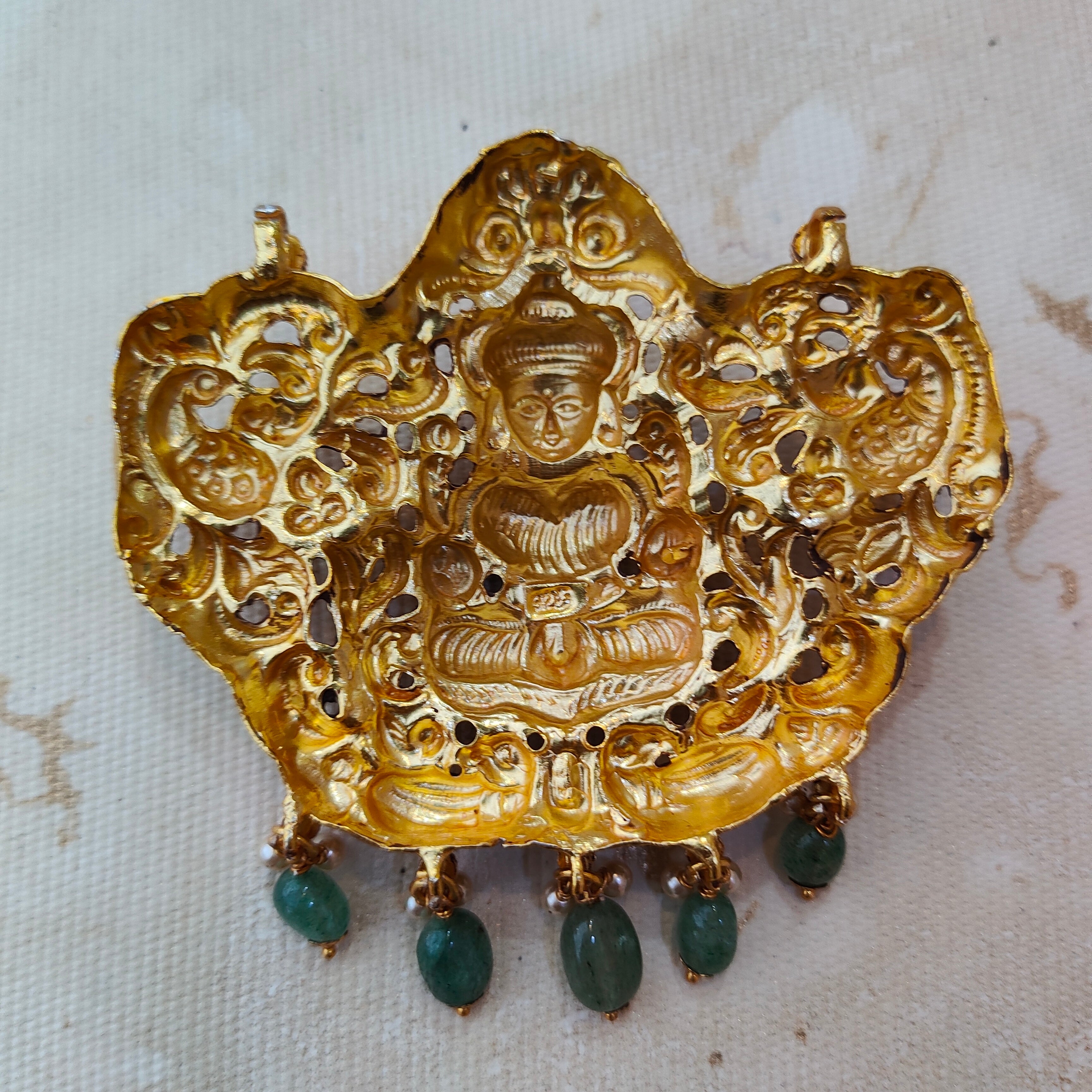 925 Silver Gold plated Lakshmi Pendant-1382