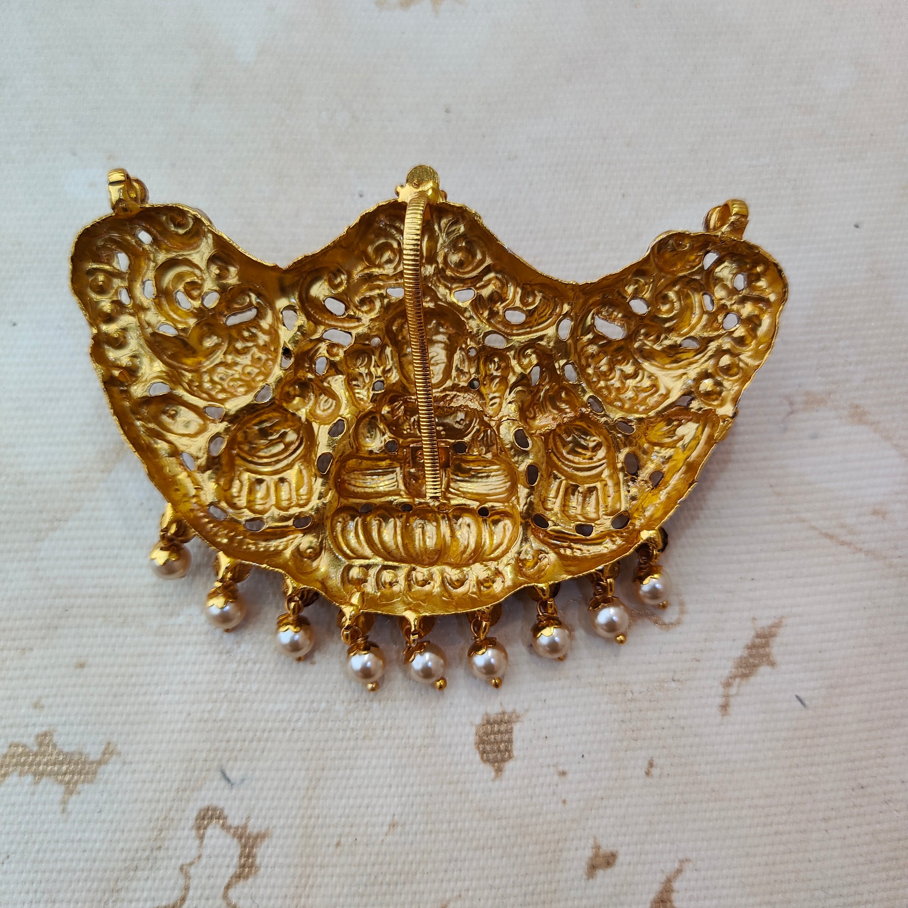 925 Silver Gold plated Lakshmi Pendant-1381