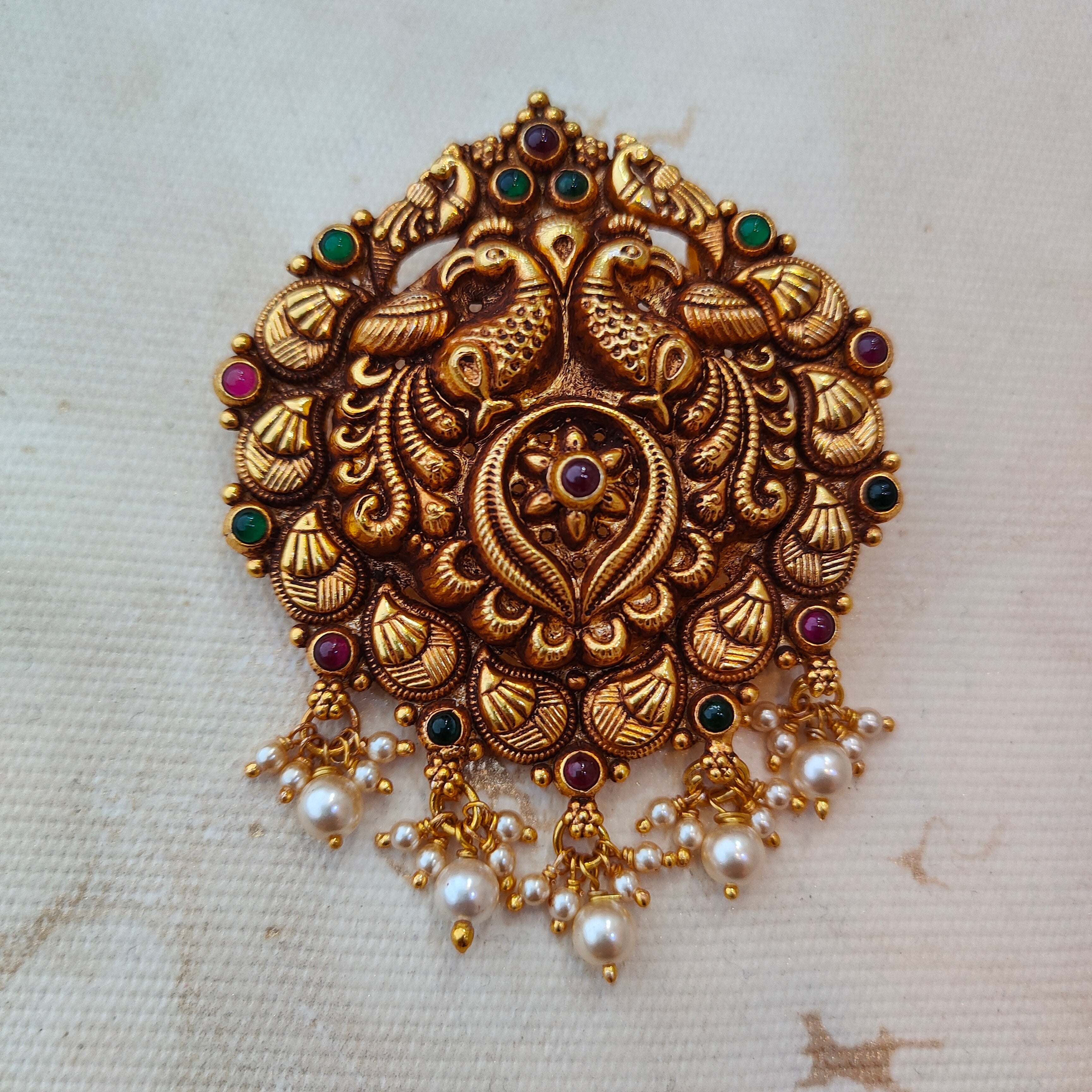 925 Silver Gold plated Peacock Pendant-1349