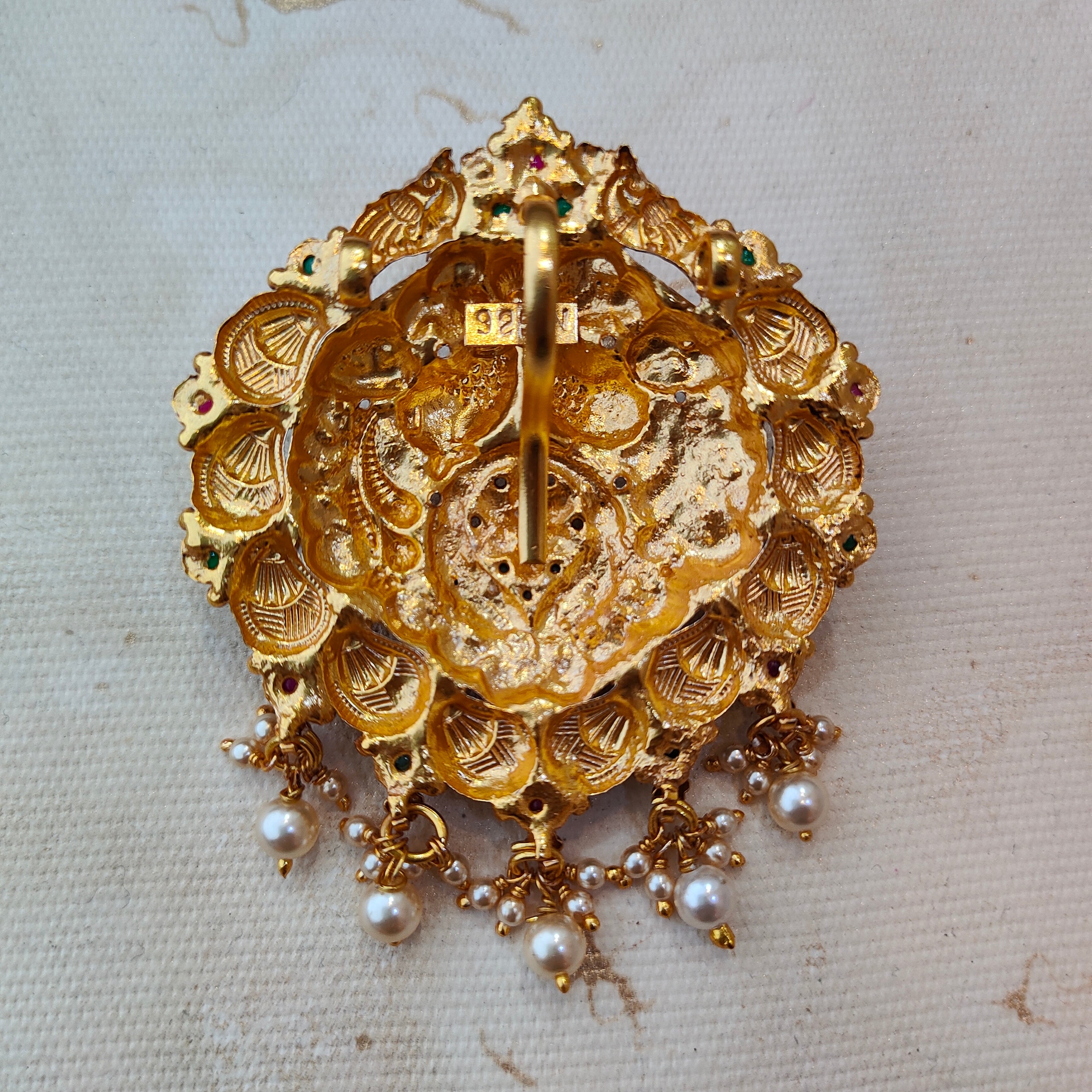 925 Silver Gold plated Peacock Pendant-1349