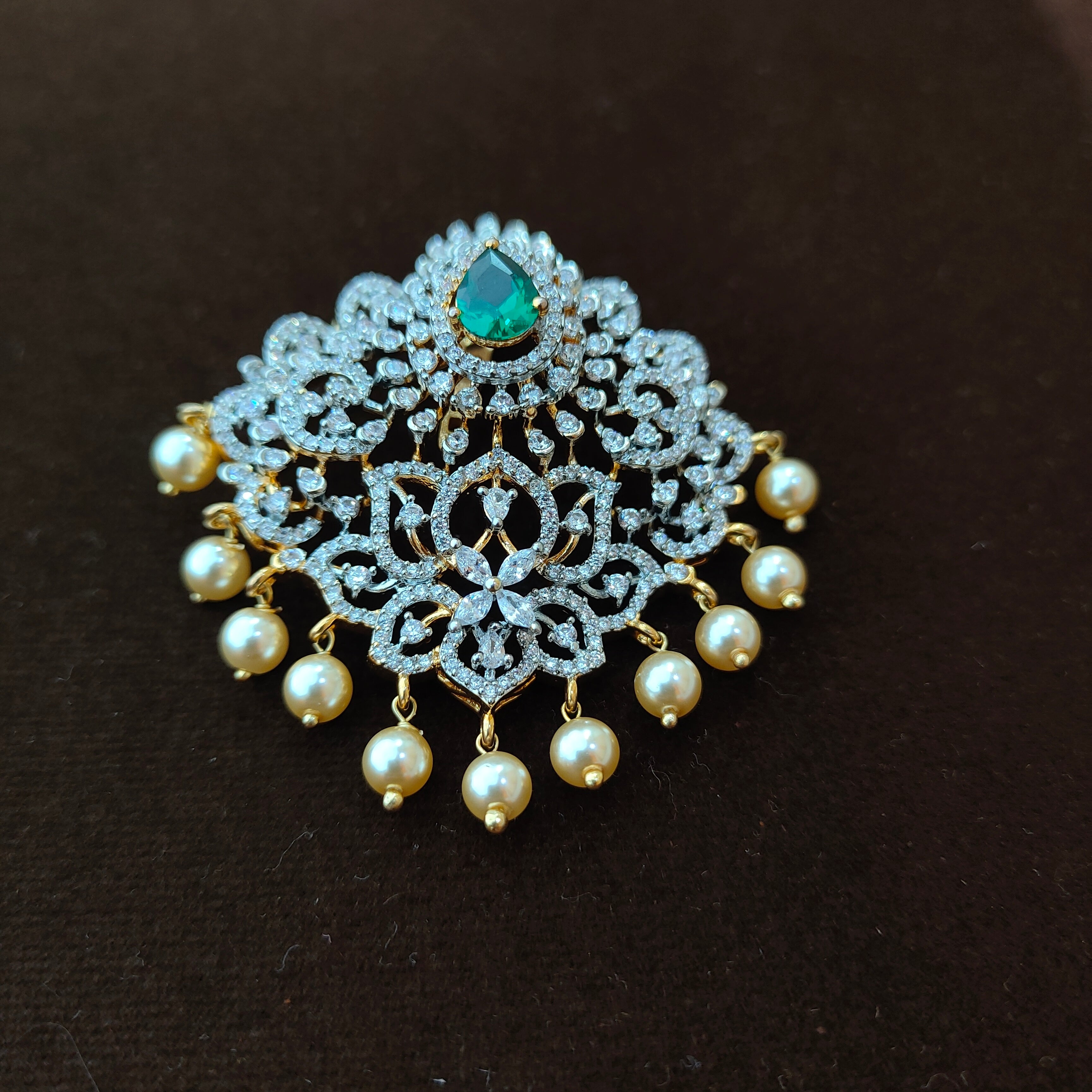 925 Silver Gold Plated CZ Pendant-1363