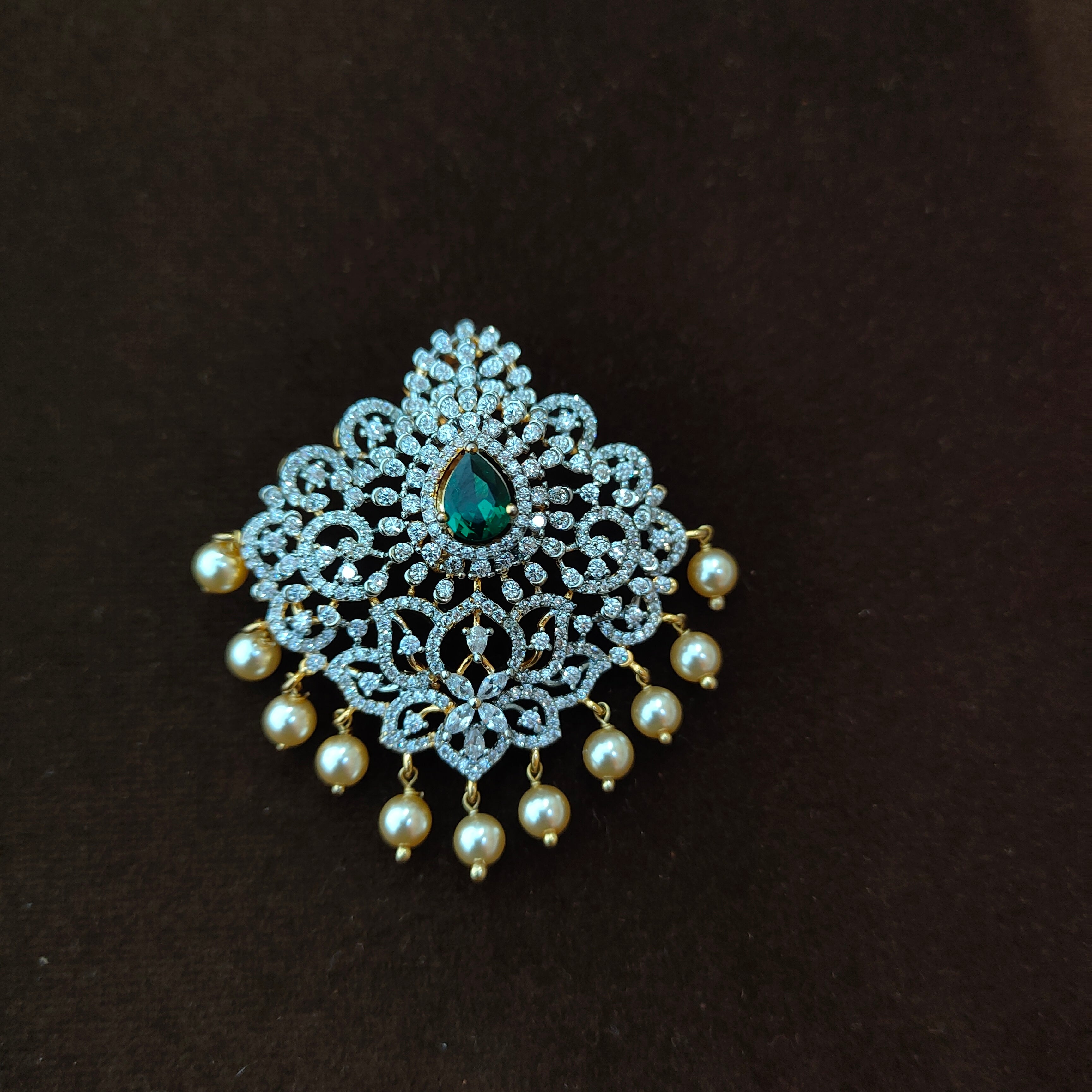 925 Silver Gold Plated CZ Pendant-1363