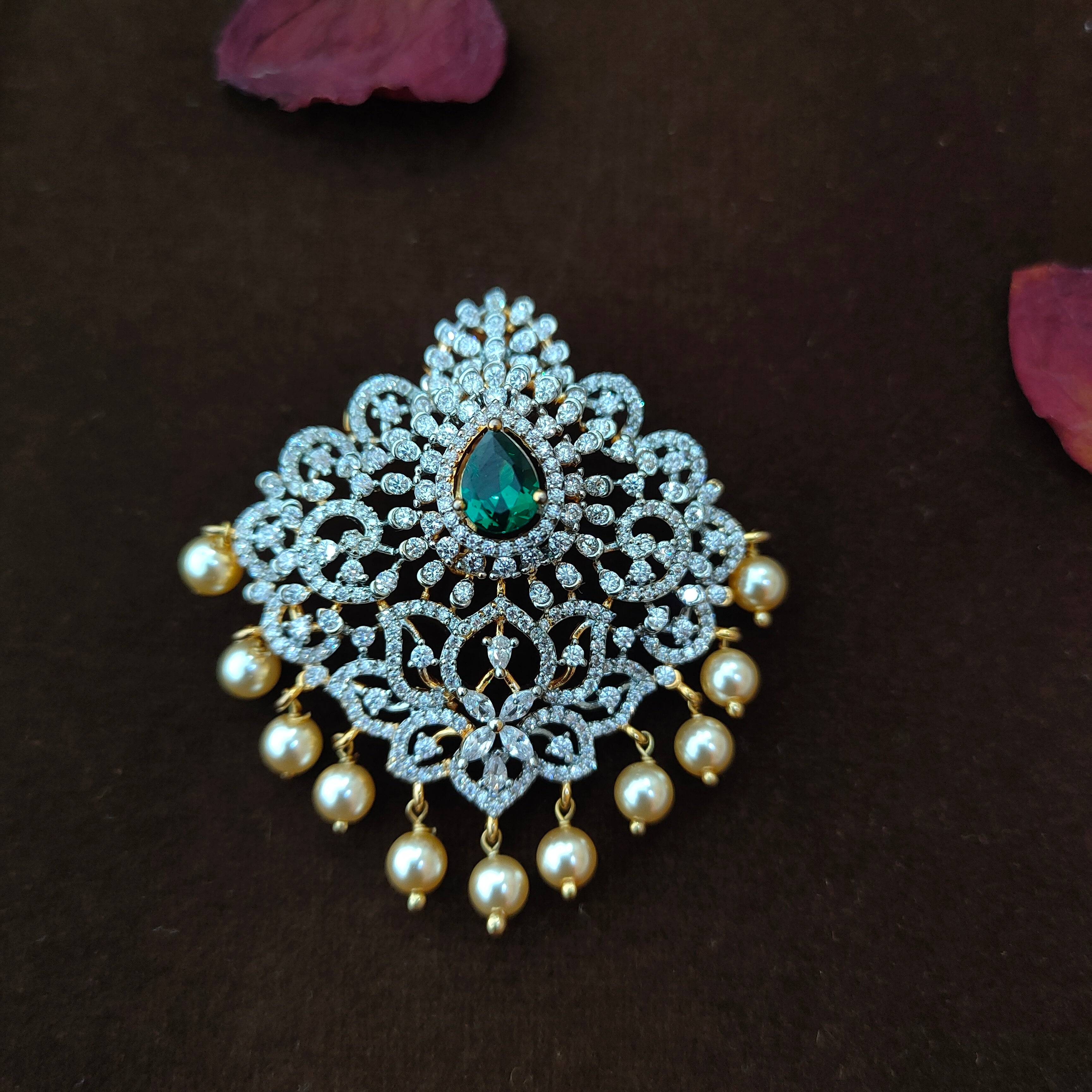 925 Silver Gold Plated CZ Pendant-1363