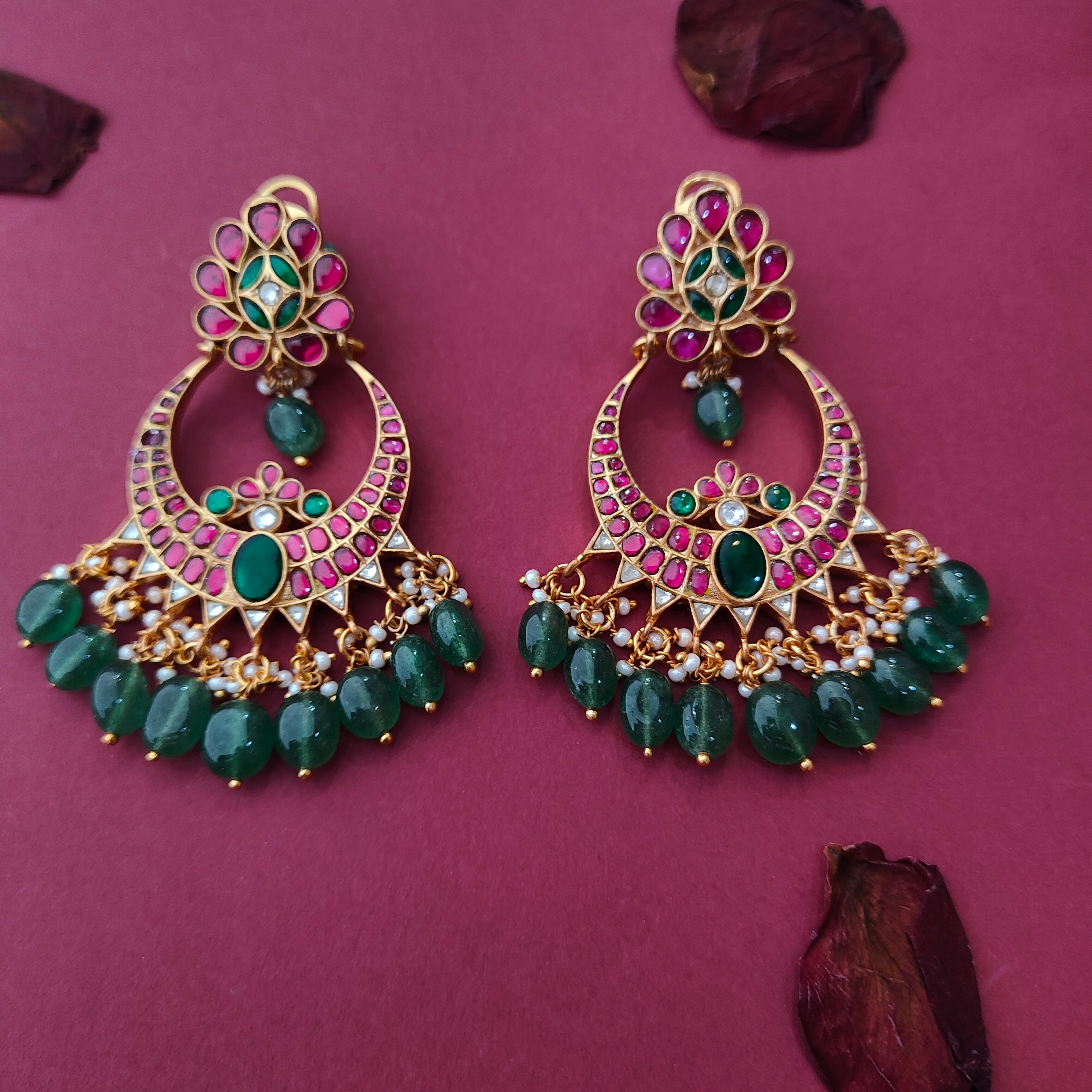 925 Silver Kundan Chandbali -1364