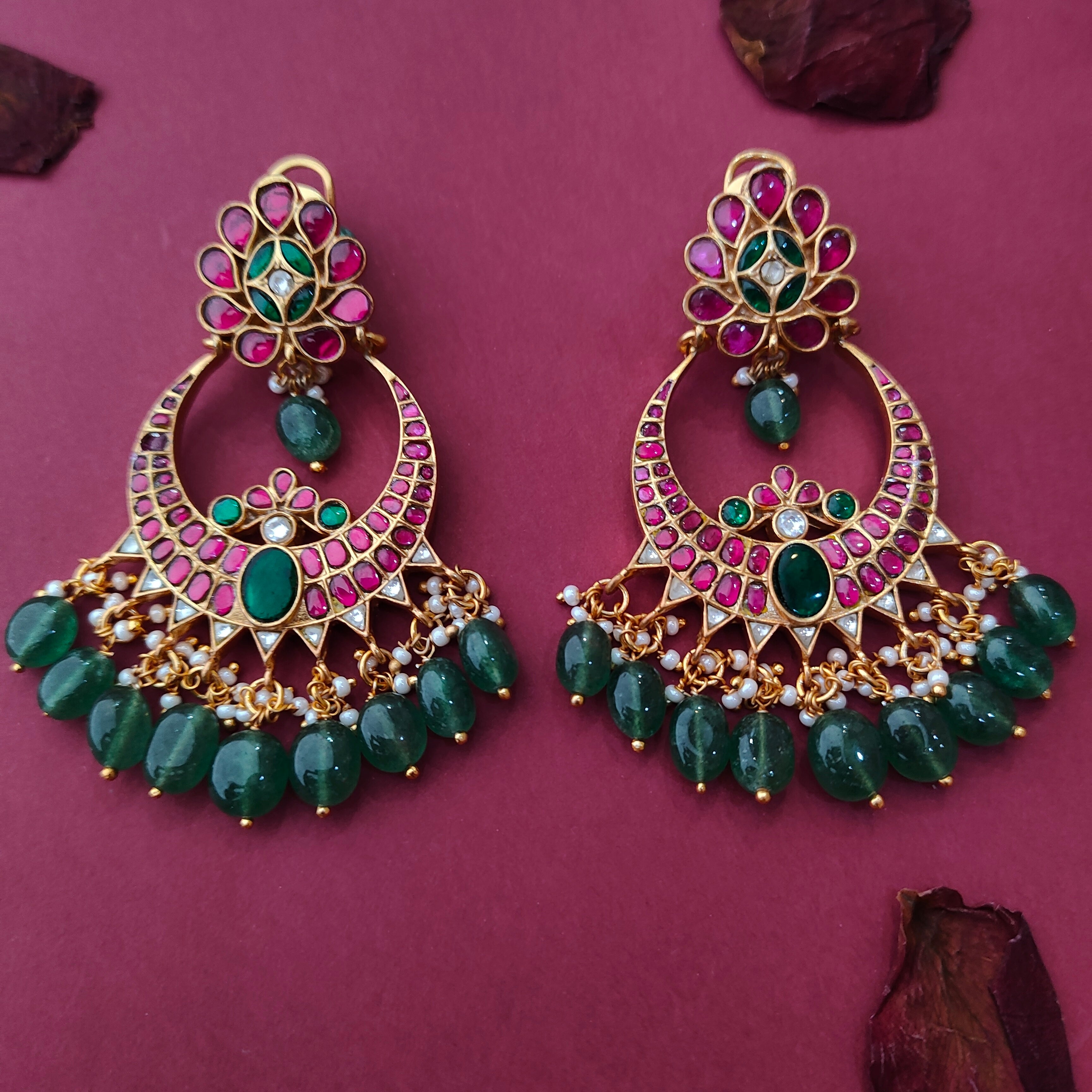 925 Silver Kundan Chandbali -1364