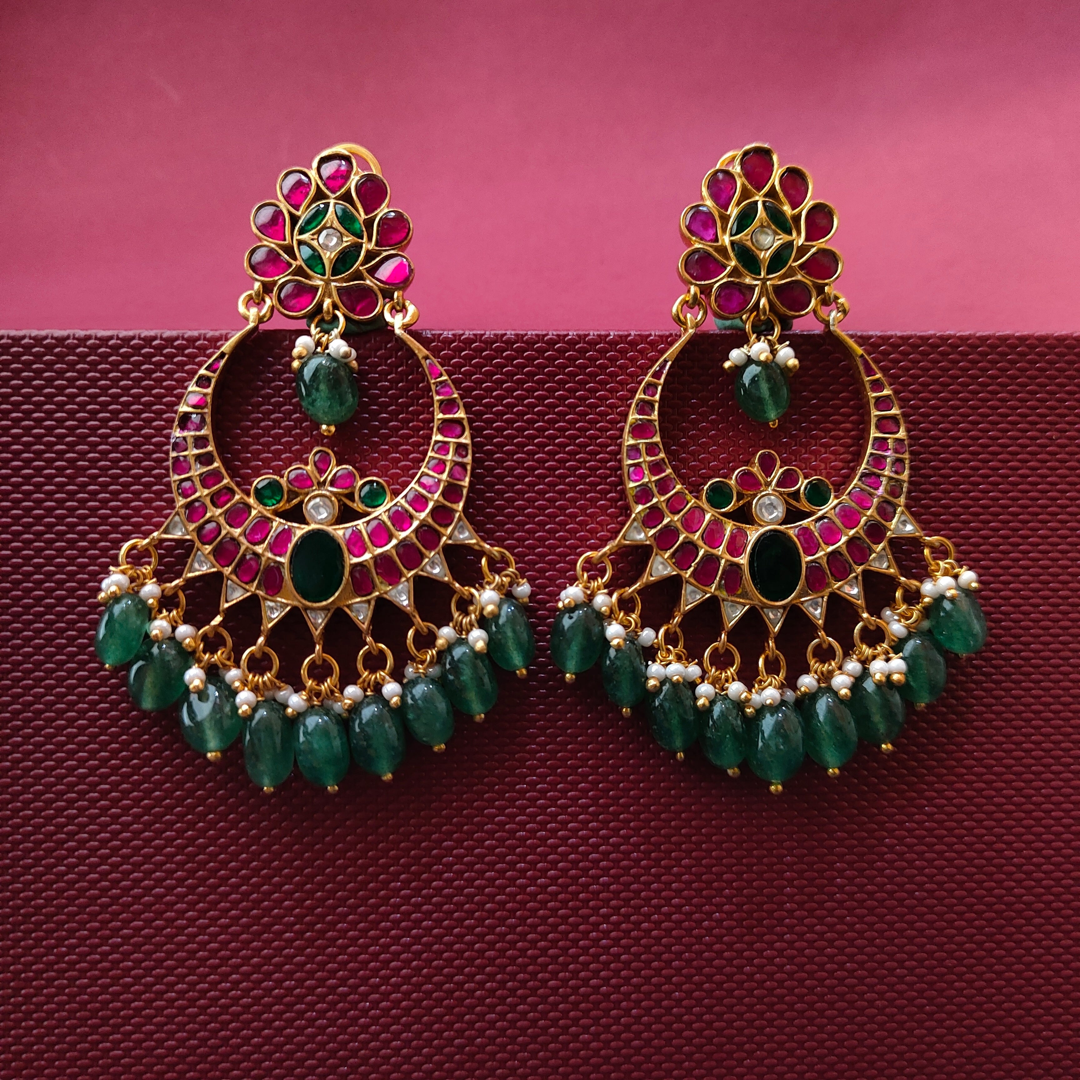 925 Silver Kundan Chandbali -1364